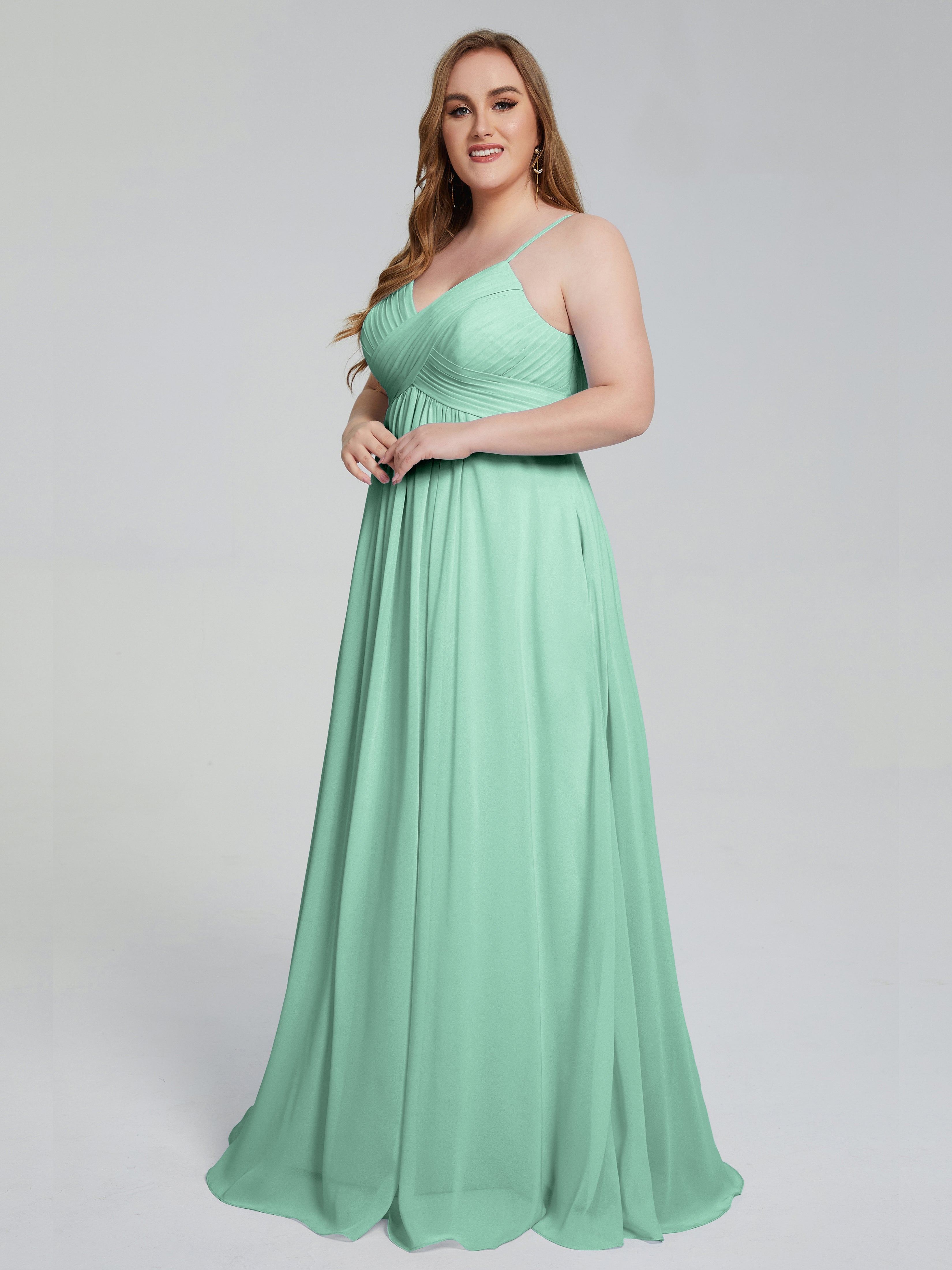 Londyn Spaghetti Straps Plus Size Long Bridesmaid Dresses