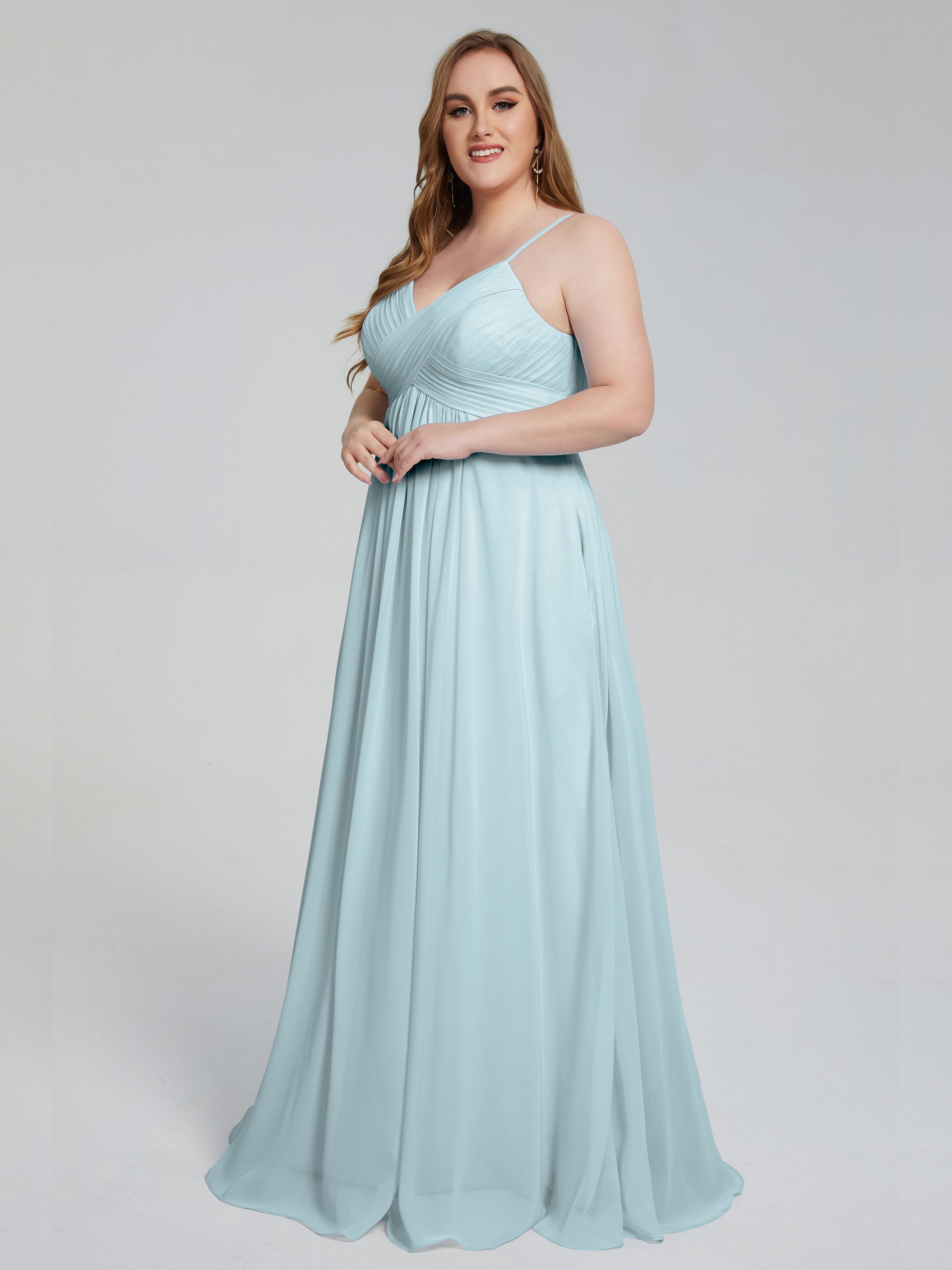 Londyn Spaghetti Straps Plus Size Long Bridesmaid Dresses