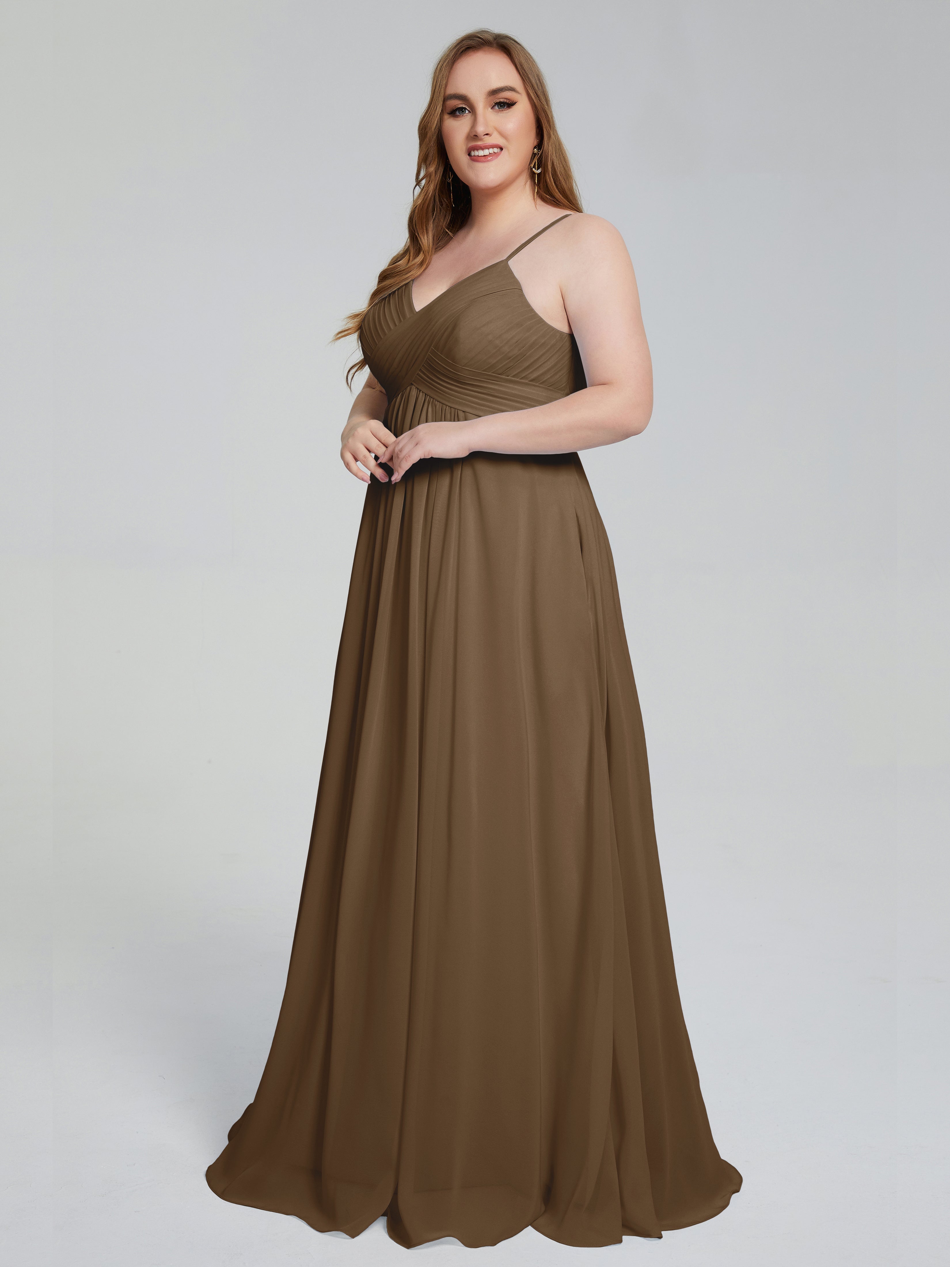 Londyn Spaghetti Straps Plus Size Long Bridesmaid Dresses
