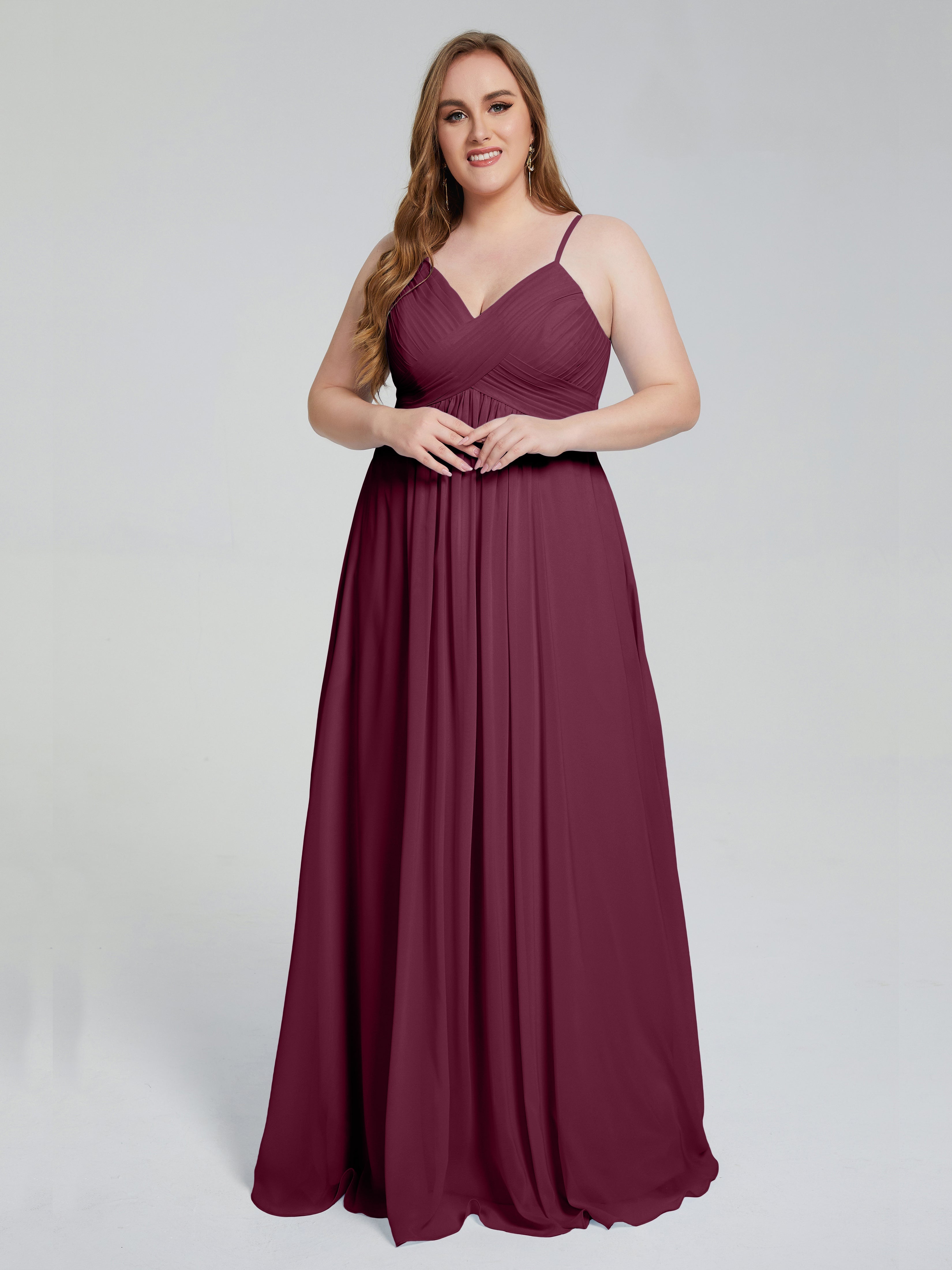 Londyn Spaghetti Straps Plus Size Long Bridesmaid Dresses