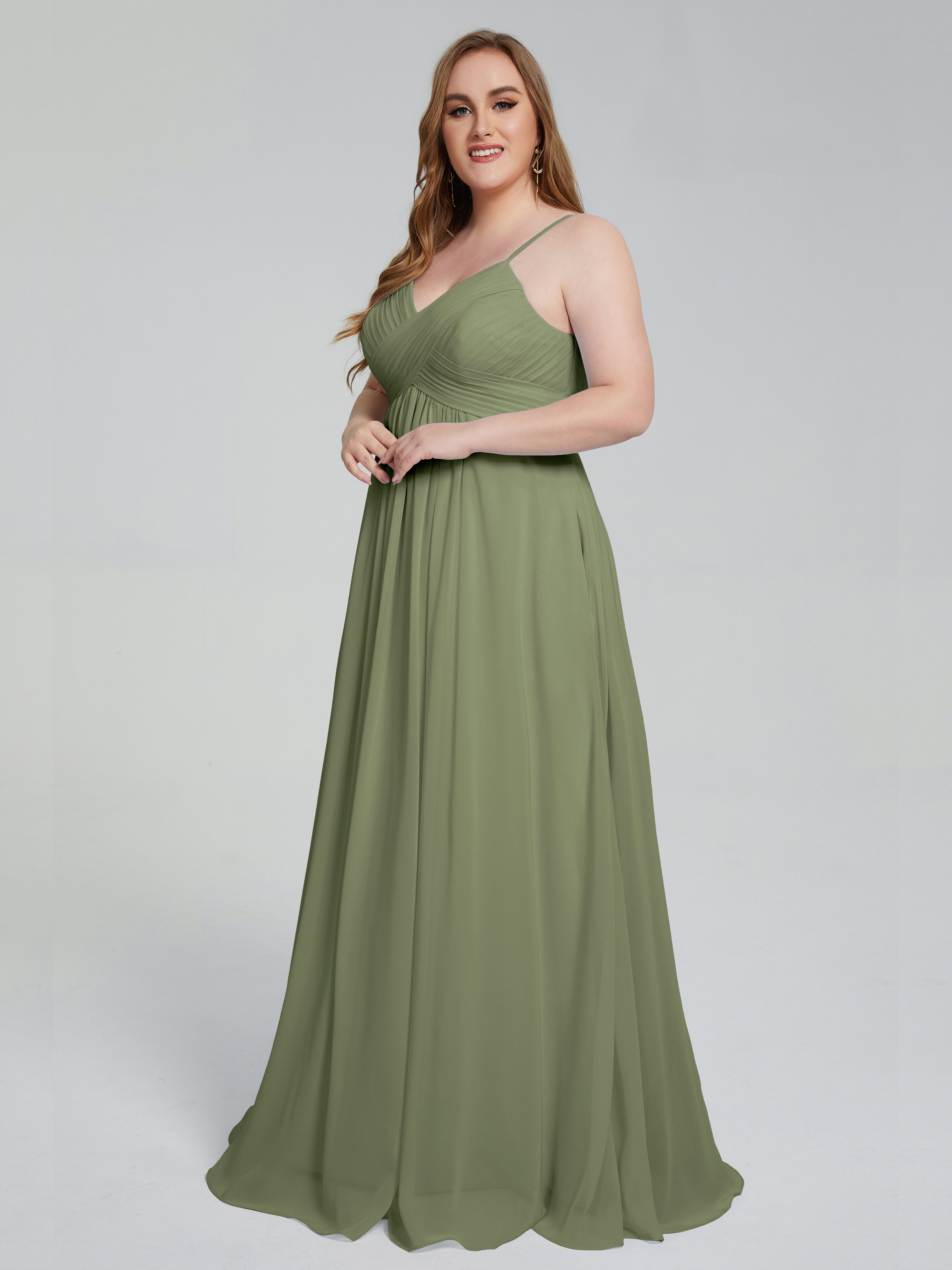 Londyn Spaghetti Straps Plus Size Long Bridesmaid Dresses