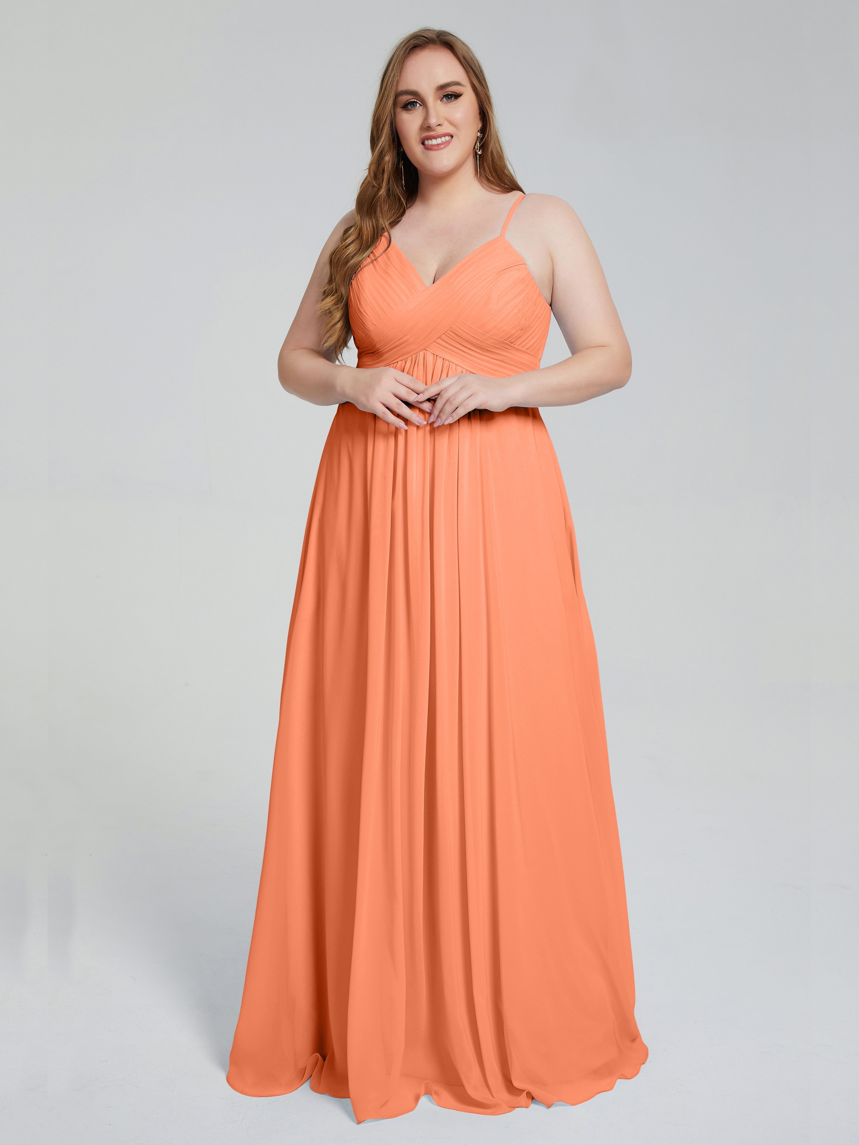 Londyn Spaghetti Straps Plus Size Long Bridesmaid Dresses