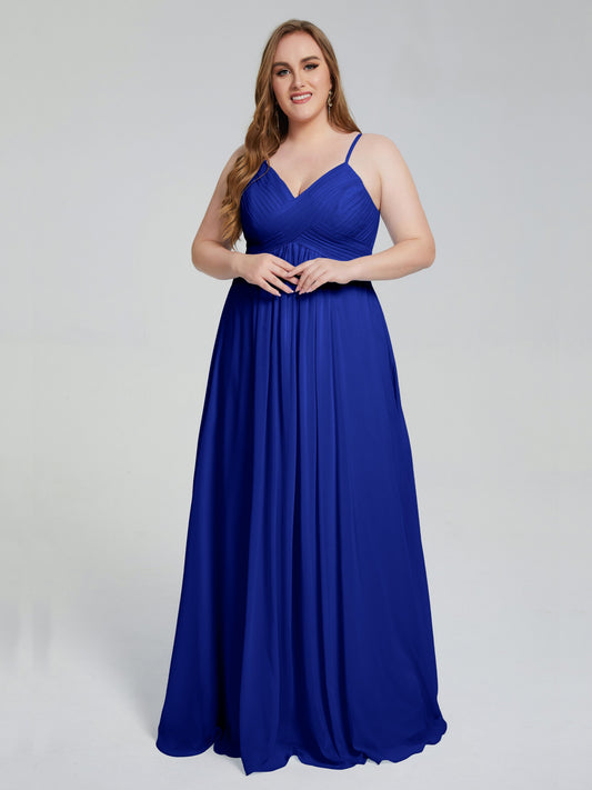 Londyn Spaghetti Straps Plus Size Long Bridesmaid Dresses