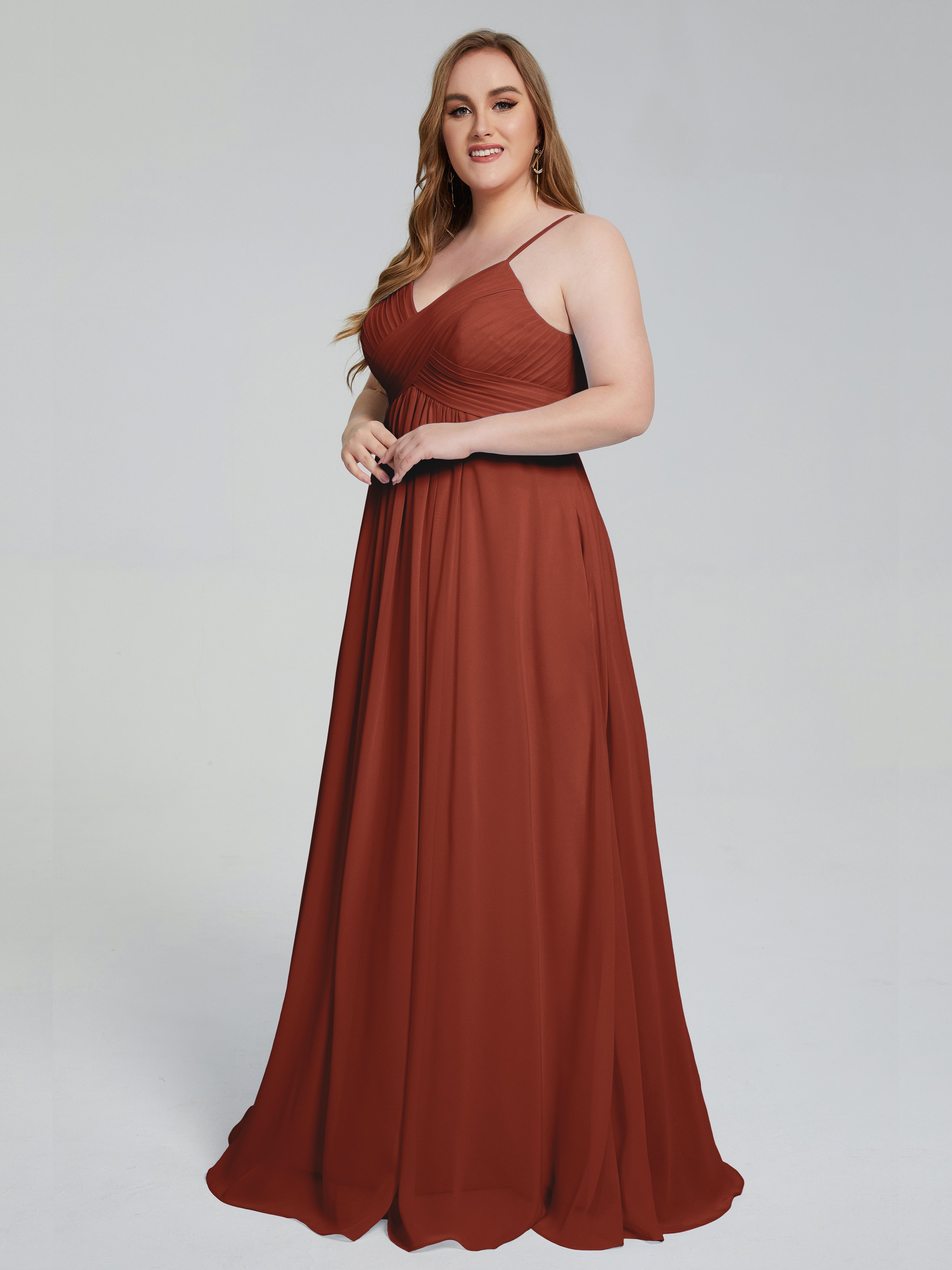 Londyn Spaghetti Straps Plus Size Long Bridesmaid Dresses