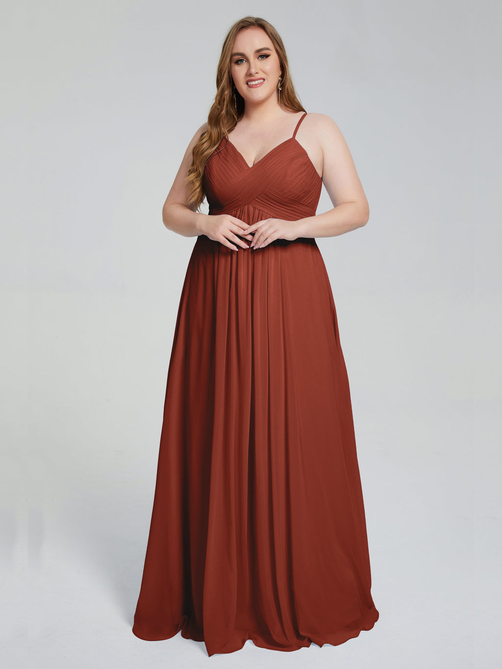 Londyn Spaghetti Straps Plus Size Long Bridesmaid Dresses