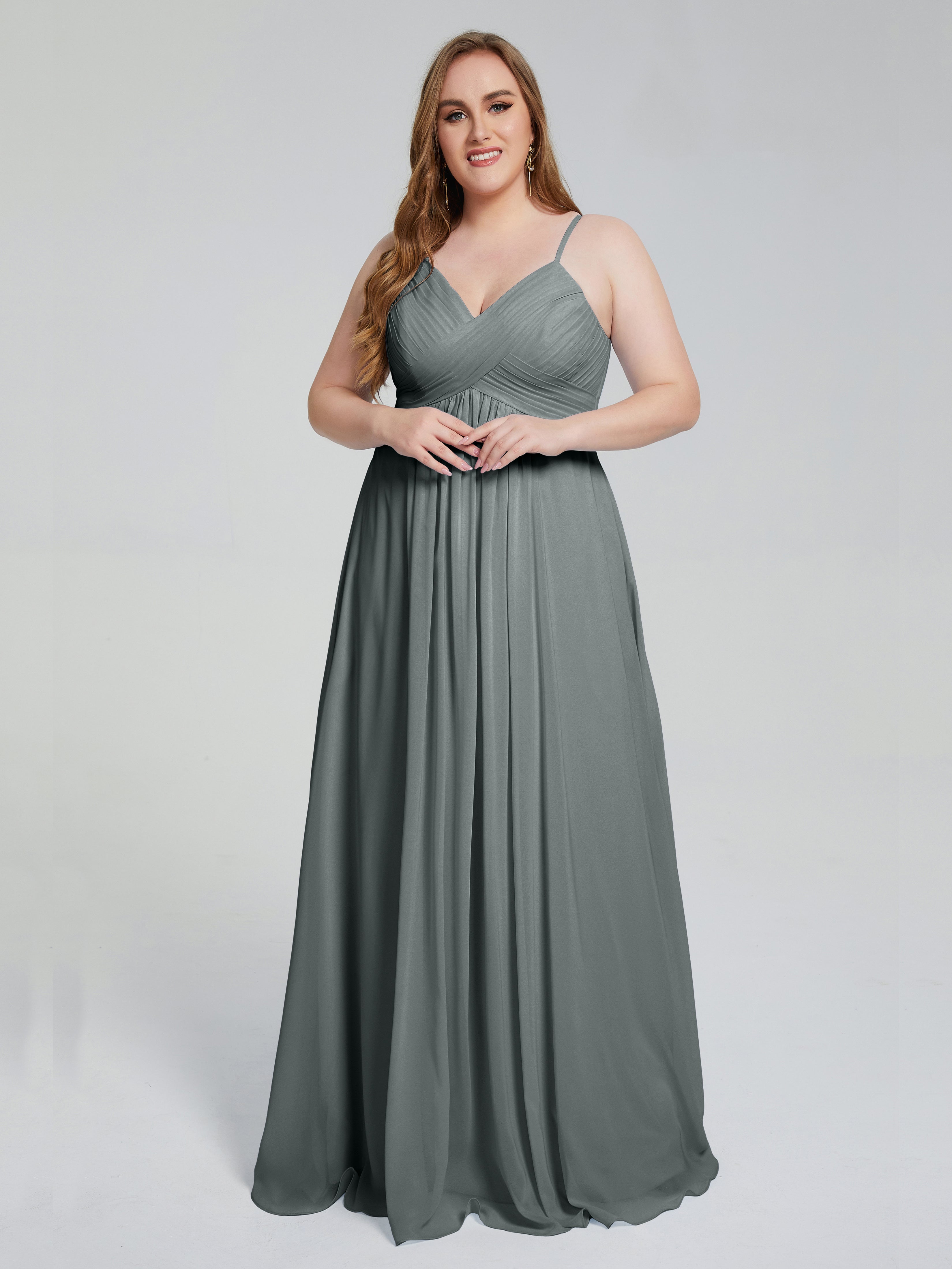 Londyn Spaghetti Straps Plus Size Long Bridesmaid Dresses