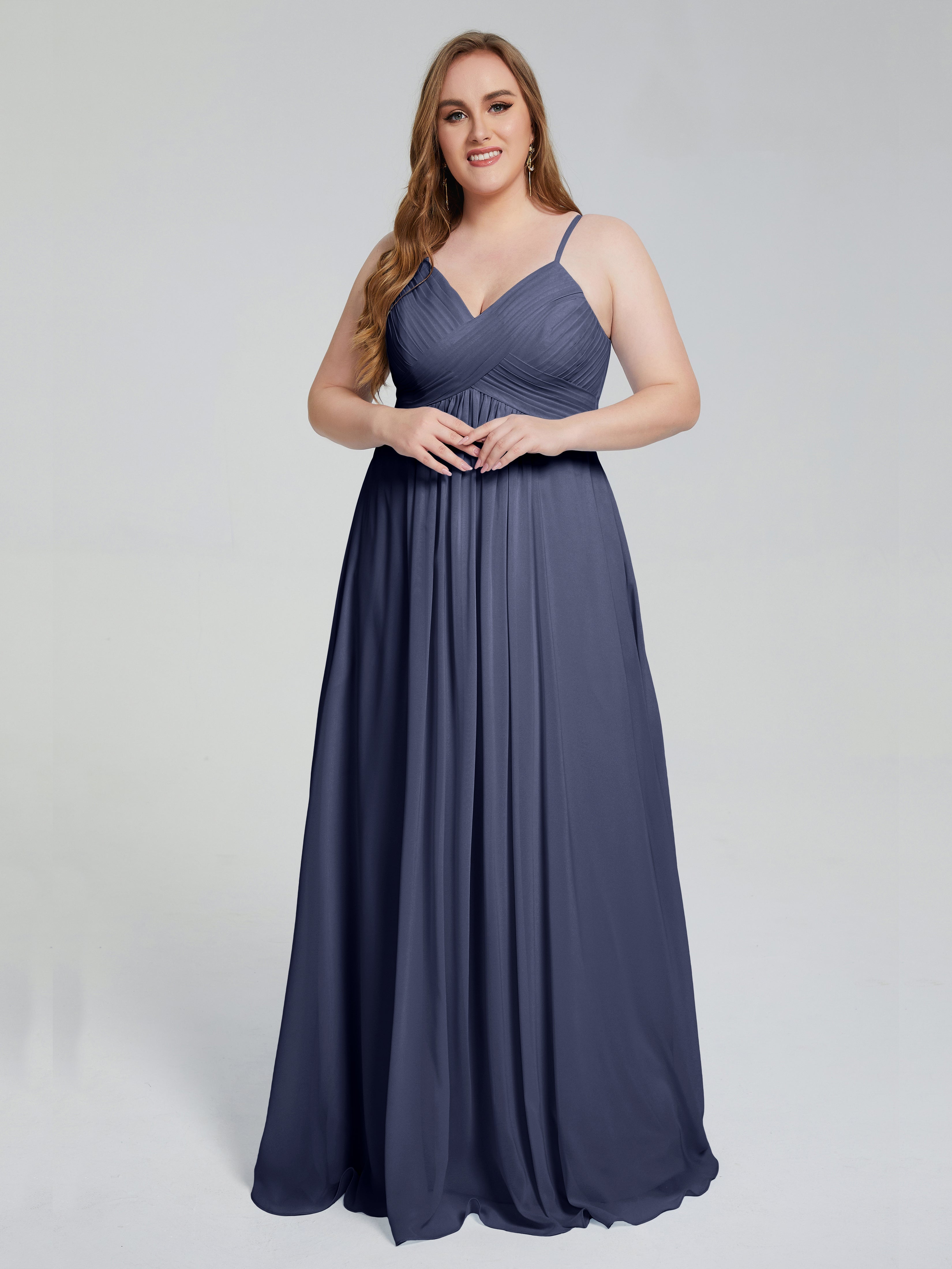 Londyn Spaghetti Straps Plus Size Long Bridesmaid Dresses