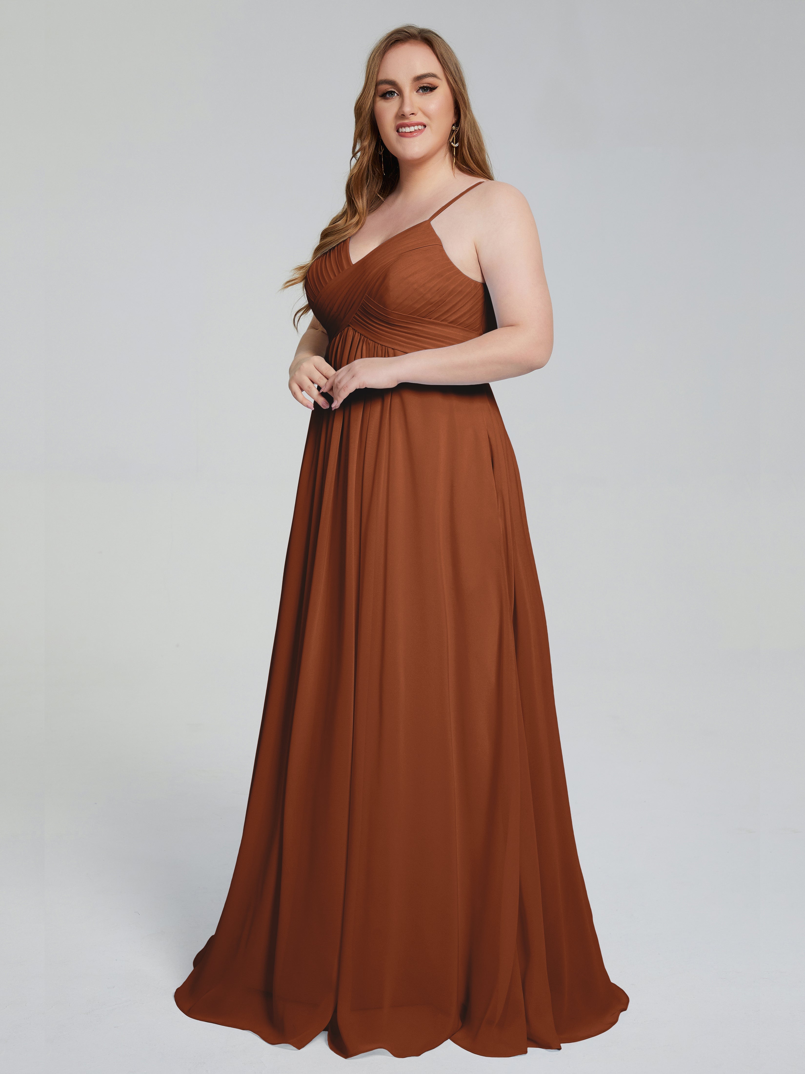 Londyn Spaghetti Straps Plus Size Long Bridesmaid Dresses