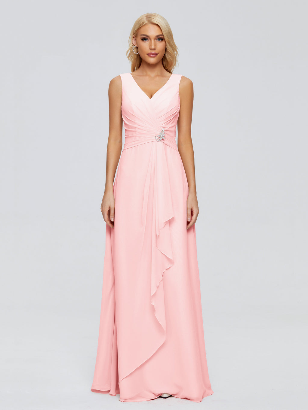 Maria V Neck Sleeveless Chiffon Bridesmaid Dresses
