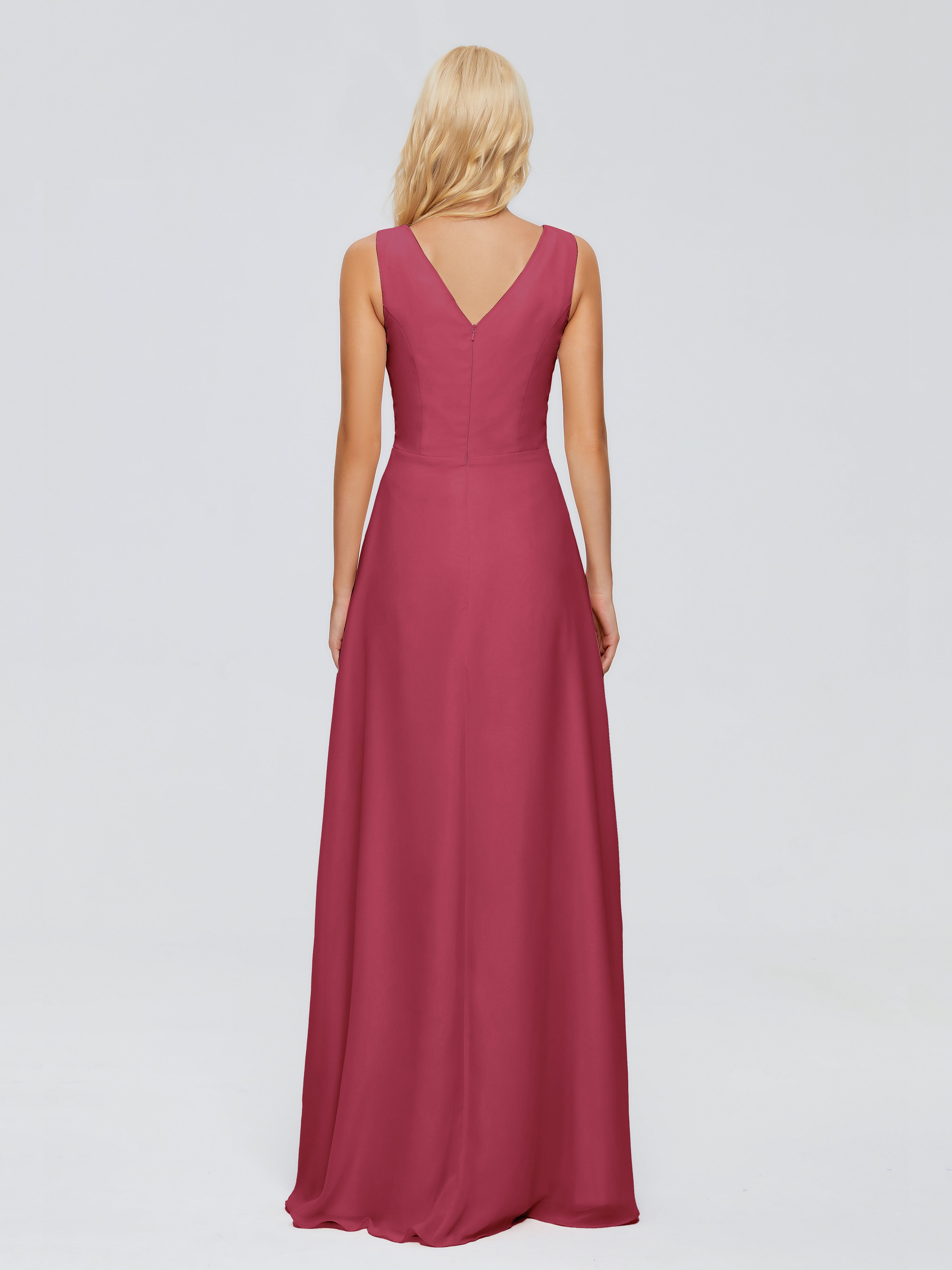 Maria V Neck Sleeveless Chiffon Bridesmaid Dresses