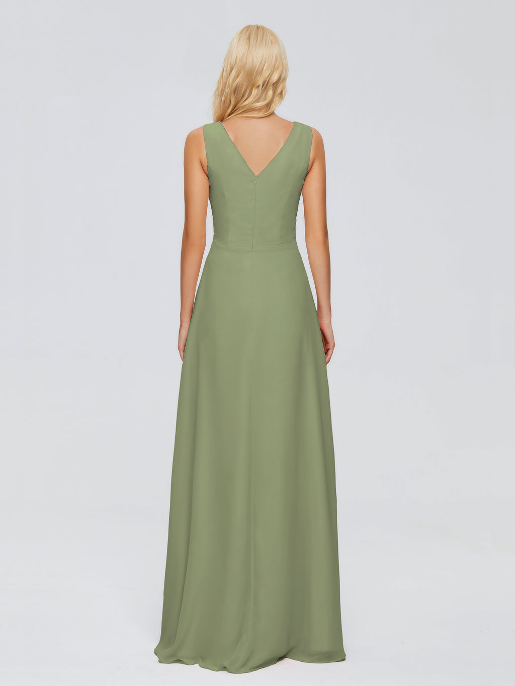 Maria V Neck Sleeveless Chiffon Bridesmaid Dresses