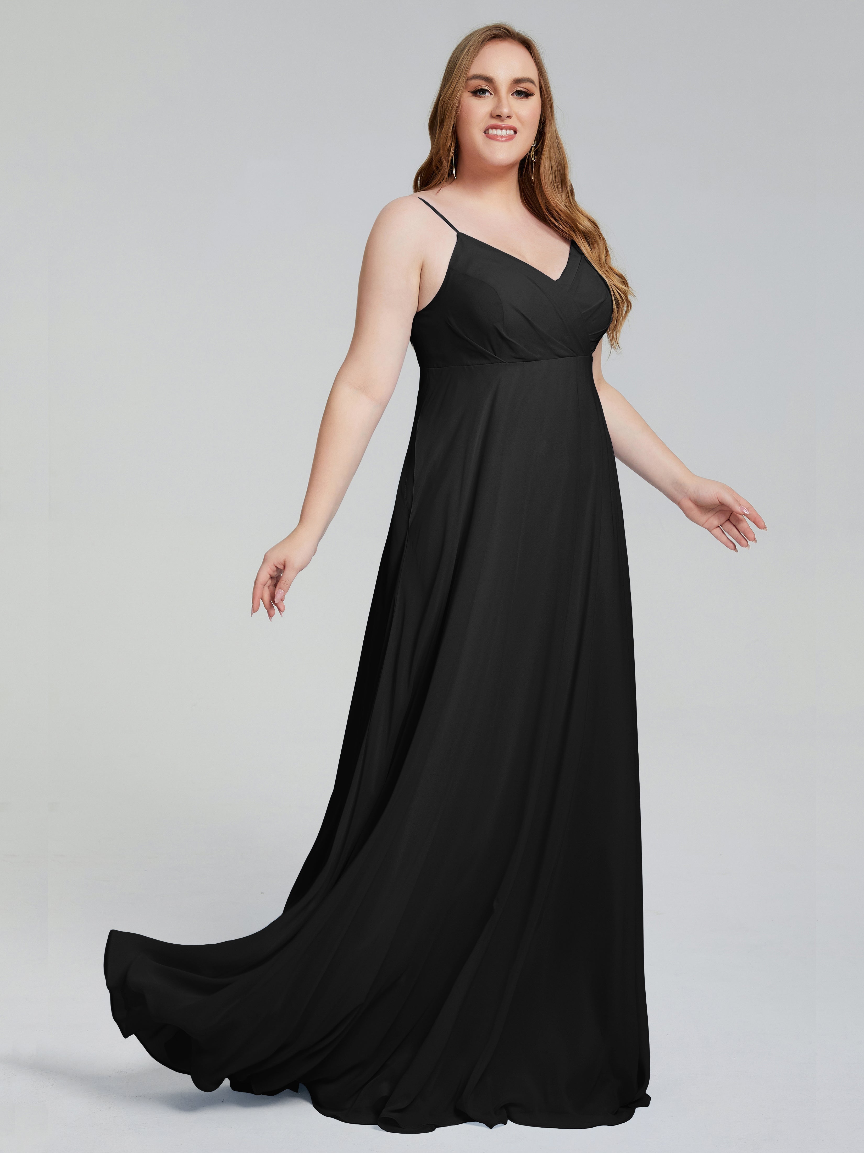 Mariah Sweep Train Sleeveless Plus Size Bridesmaid Dresses