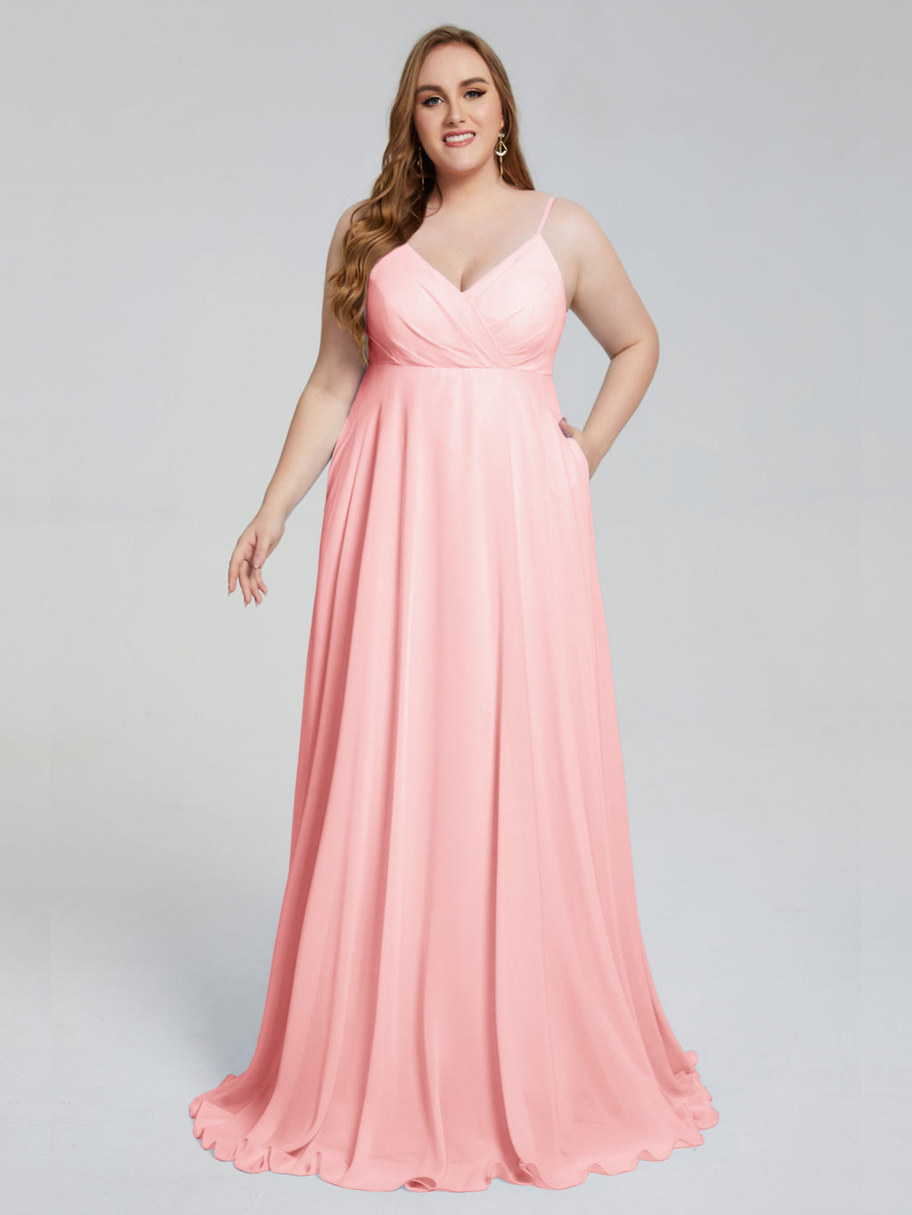 Mariah Sweep Train Sleeveless Plus Size Bridesmaid Dresses