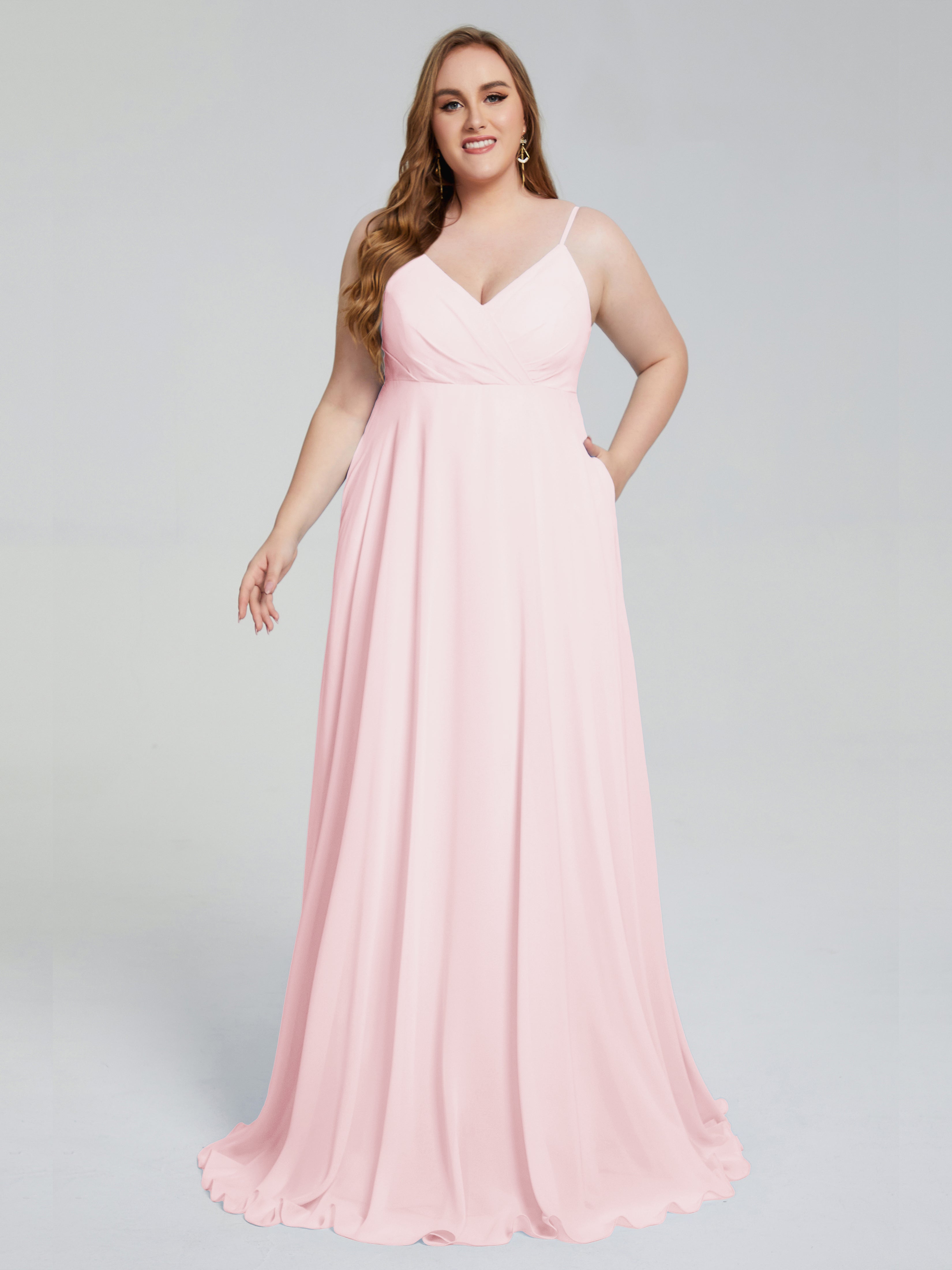 Mariah Sweep Train Sleeveless Plus Size Bridesmaid Dresses