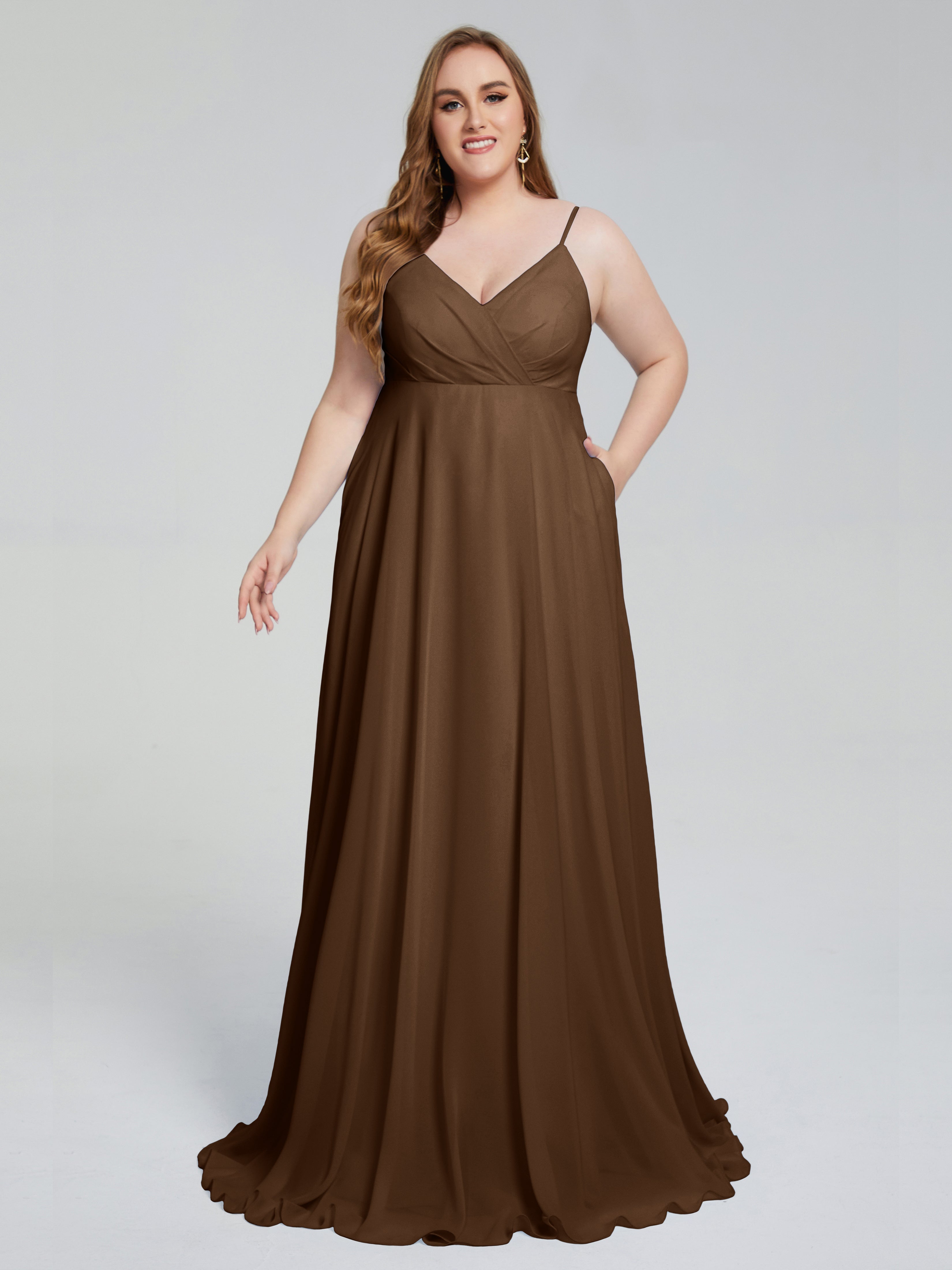Mariah Sweep Train Sleeveless Plus Size Bridesmaid Dresses