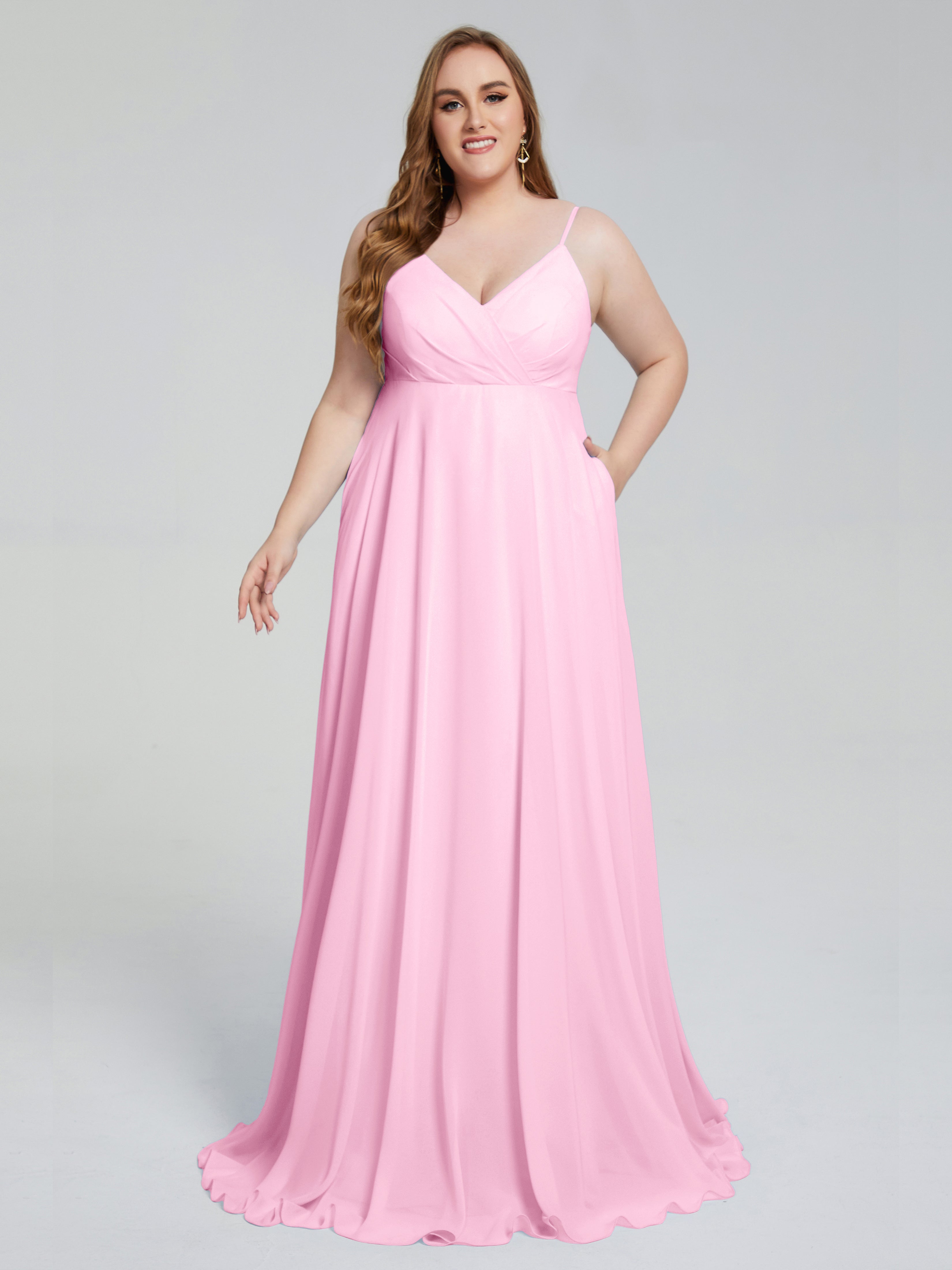 Mariah Sweep Train Sleeveless Plus Size Bridesmaid Dresses