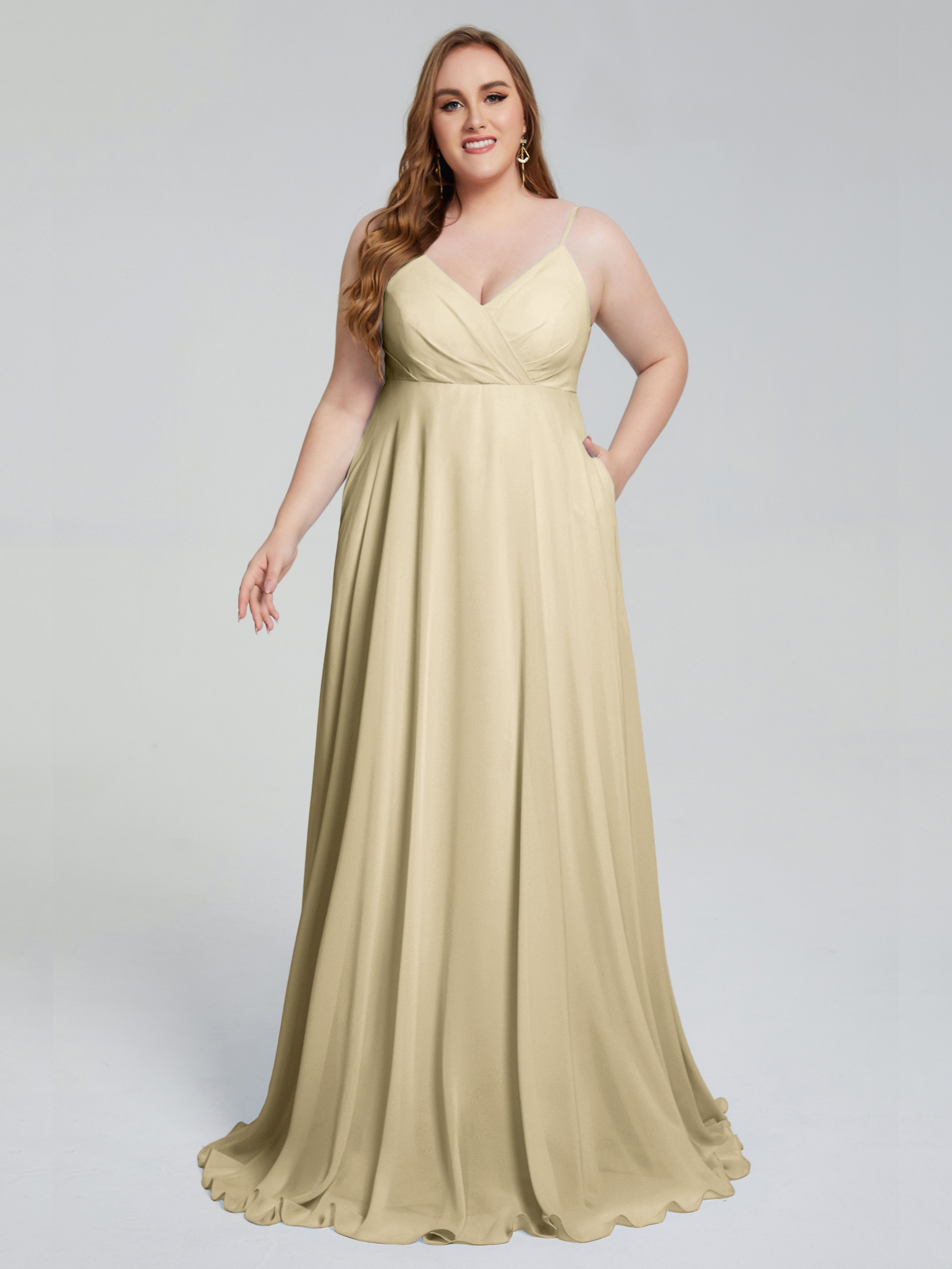 Mariah Sweep Train Sleeveless Plus Size Bridesmaid Dresses