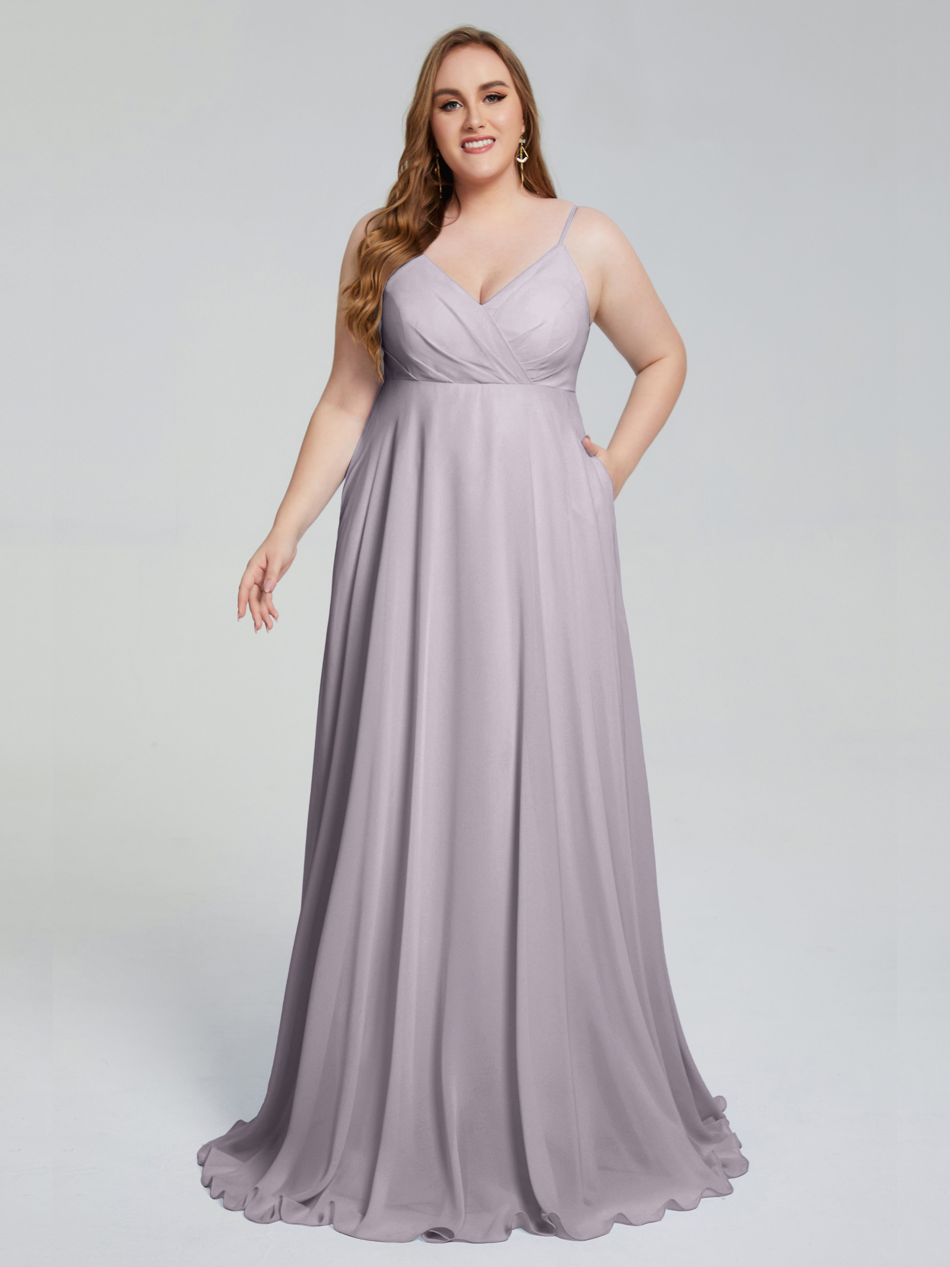Mariah Sweep Train Sleeveless Plus Size Bridesmaid Dresses