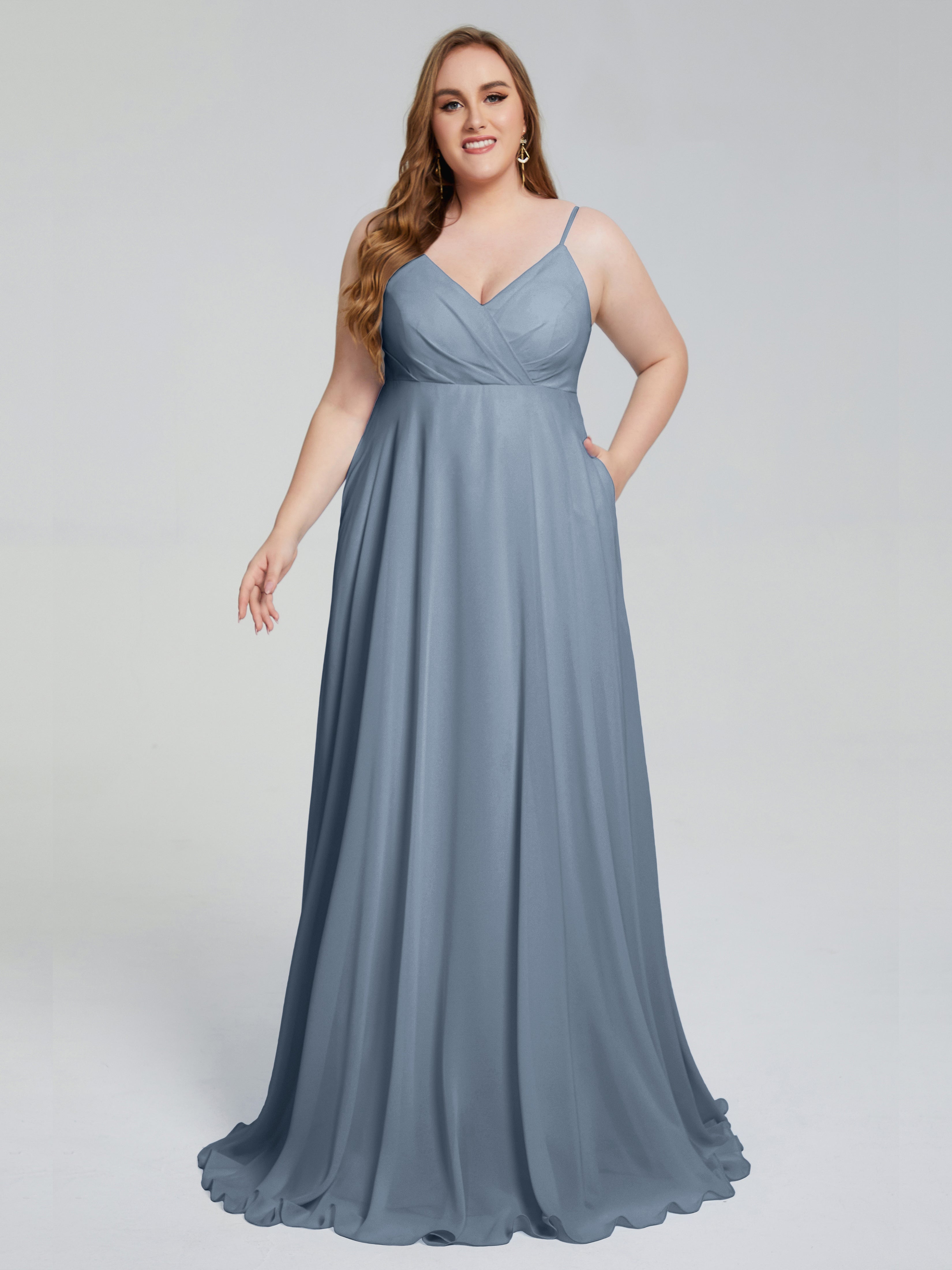 Mariah Sweep Train Sleeveless Plus Size Bridesmaid Dresses