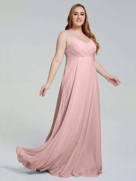 Mariah Sweep Train Sleeveless Plus Size Bridesmaid Dresses