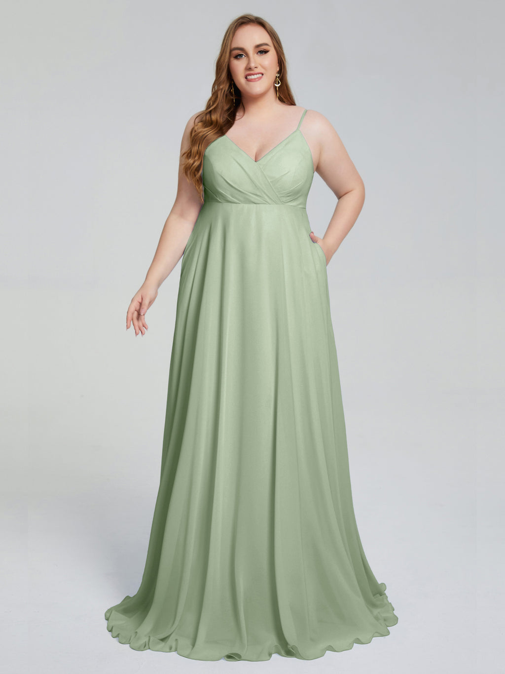Mariah Sweep Train Sleeveless Plus Size Bridesmaid Dresses