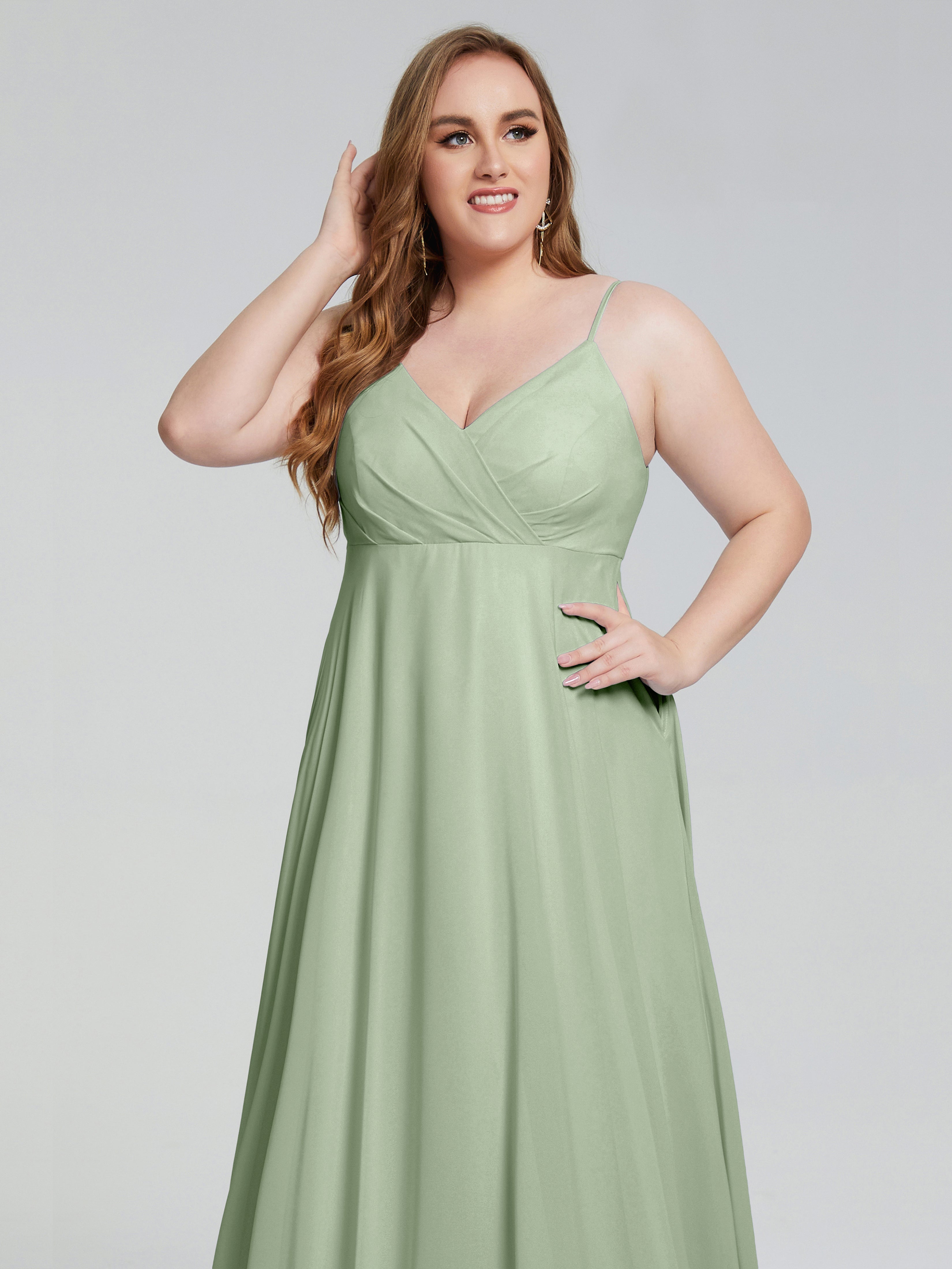 Mariah Sweep Train Sleeveless Plus Size Bridesmaid Dresses