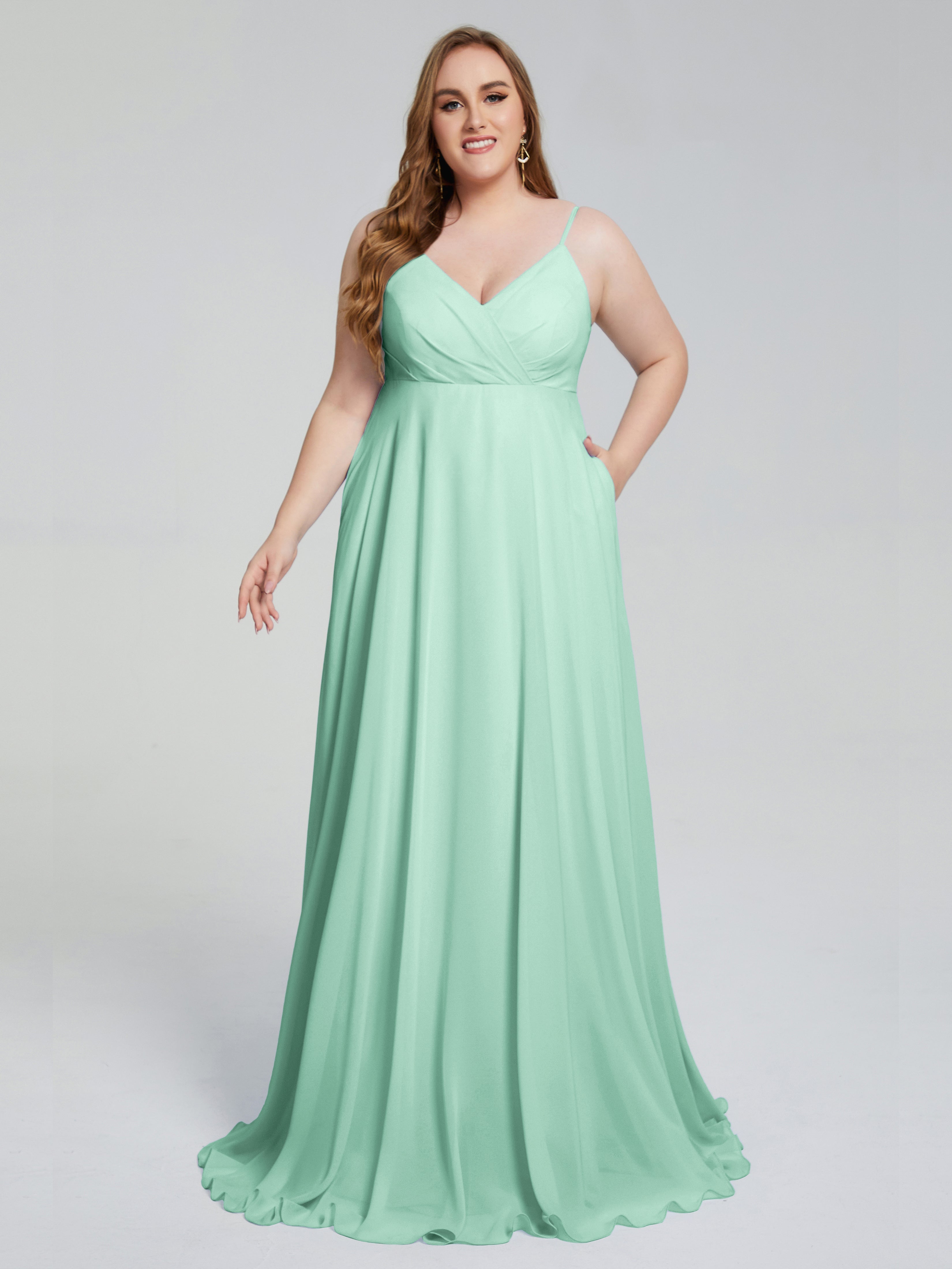 Mariah Sweep Train Sleeveless Plus Size Bridesmaid Dresses