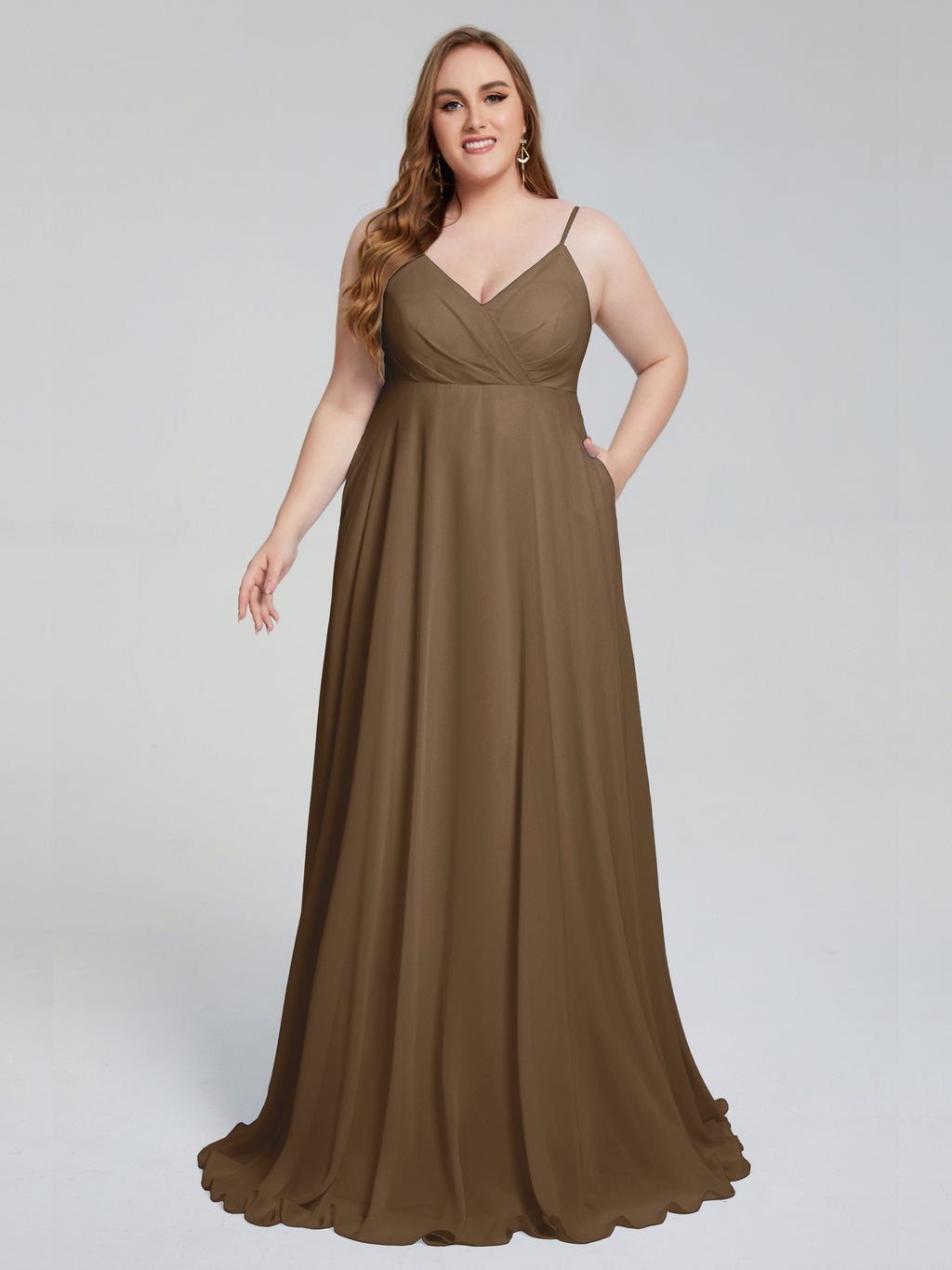Mariah Sweep Train Sleeveless Plus Size Bridesmaid Dresses