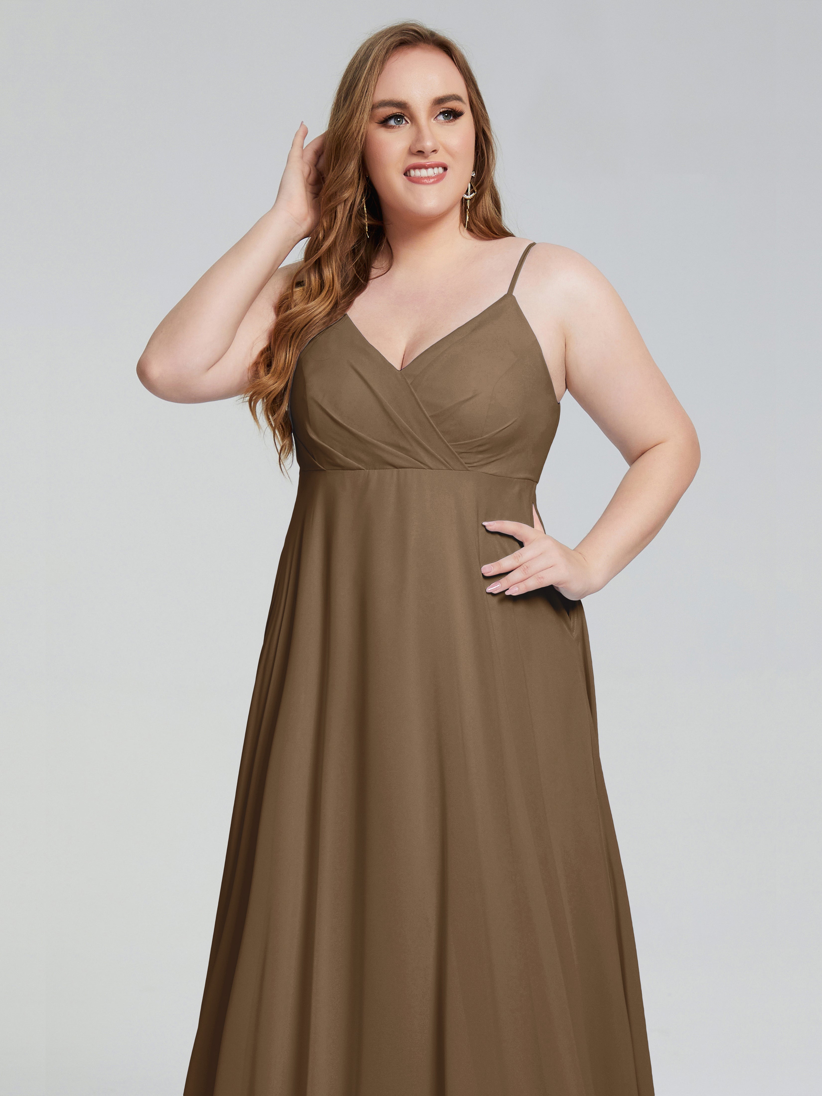 Mariah Sweep Train Sleeveless Plus Size Bridesmaid Dresses