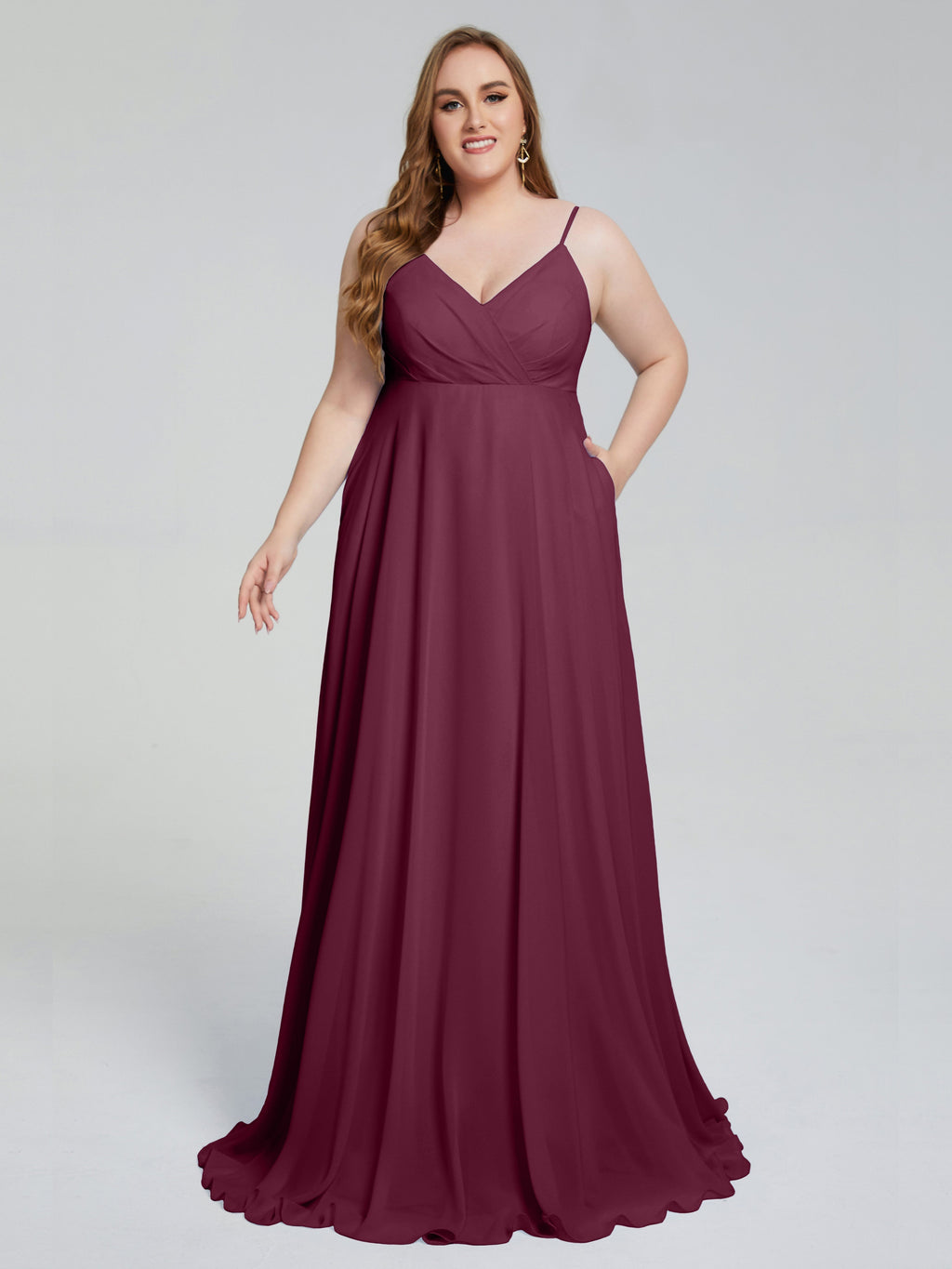 Mariah Sweep Train Sleeveless Plus Size Bridesmaid Dresses