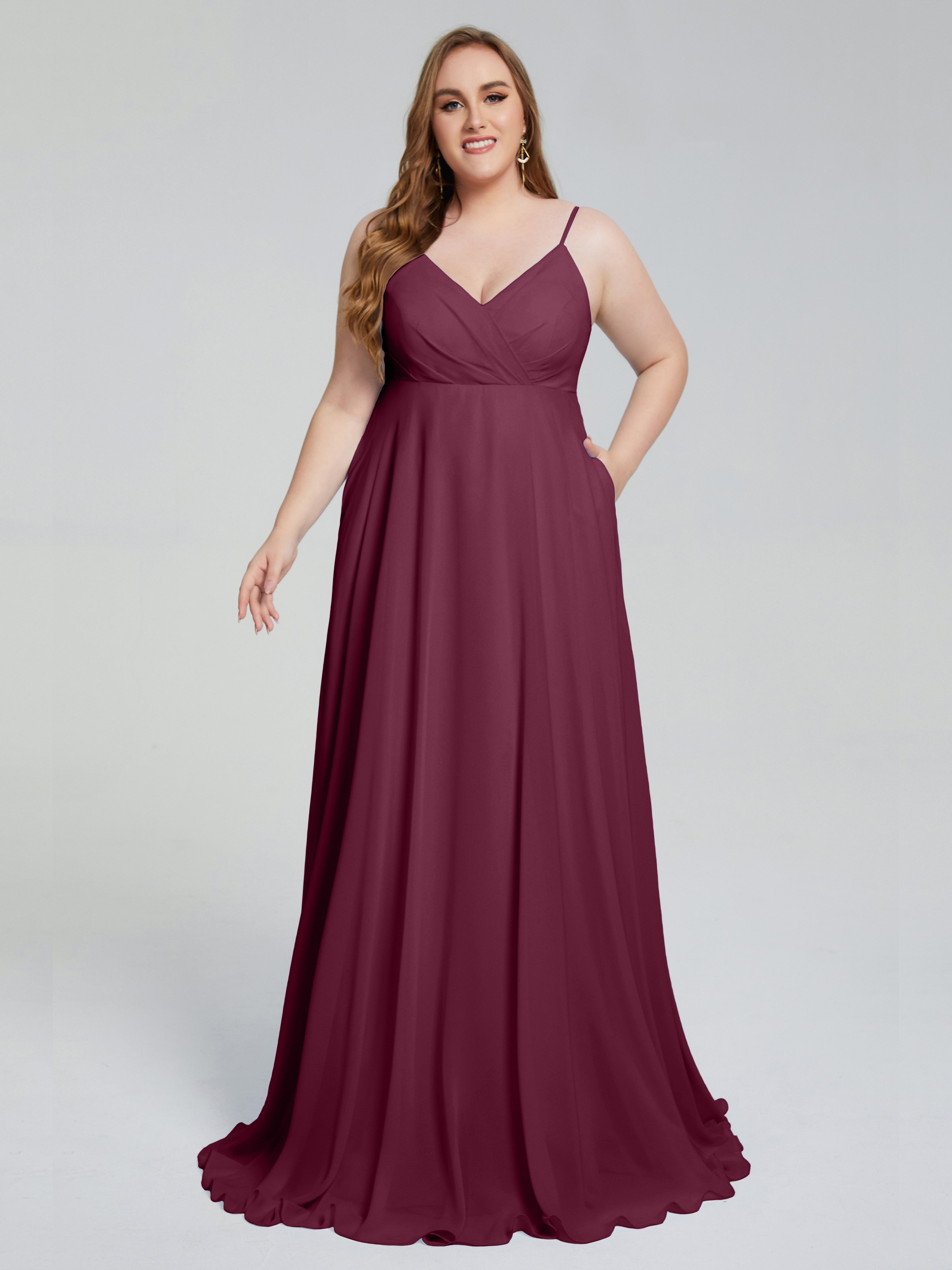 Mariah Sweep Train Sleeveless Plus Size Bridesmaid Dresses