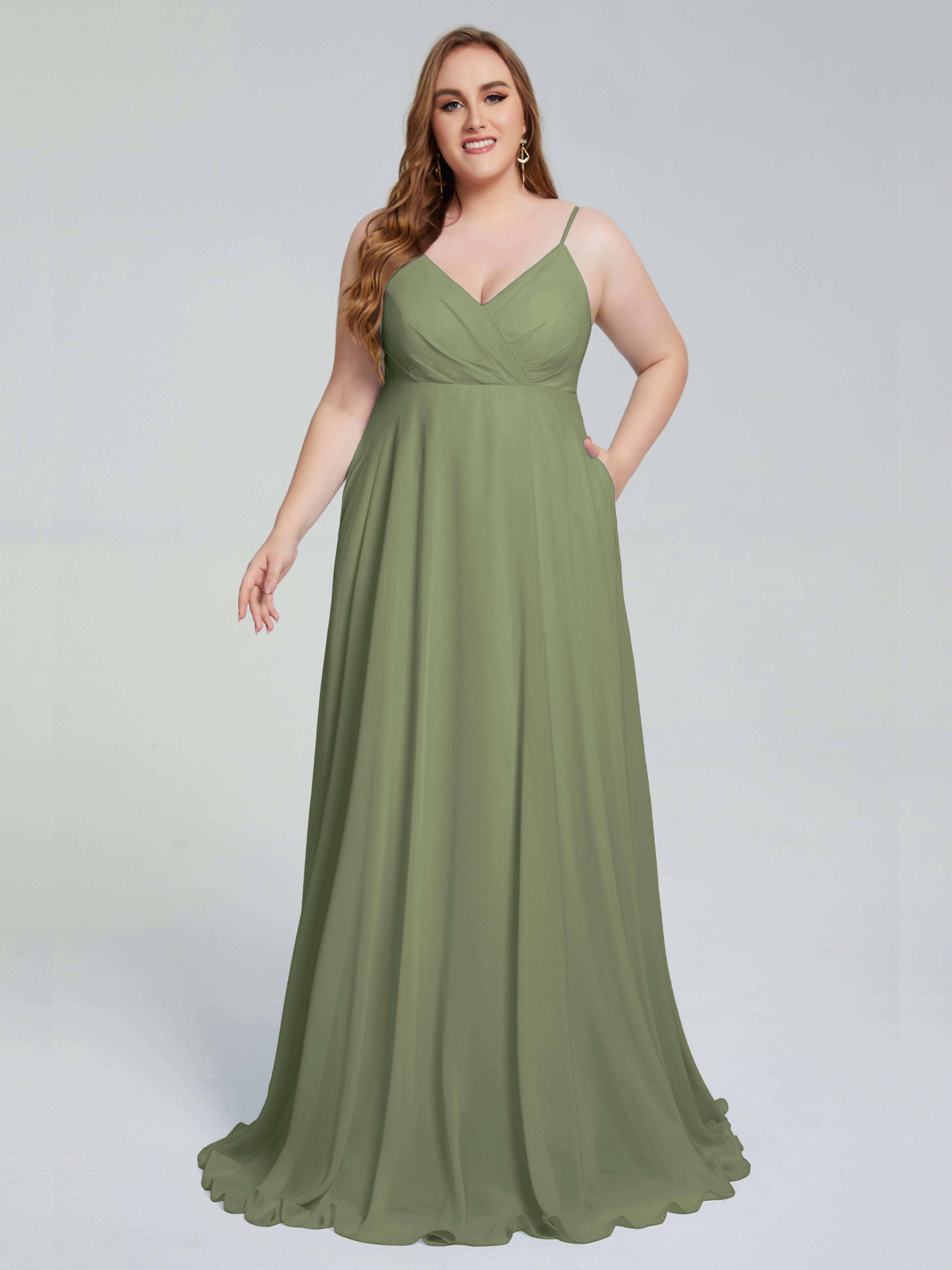 Mariah Sweep Train Sleeveless Plus Size Bridesmaid Dresses