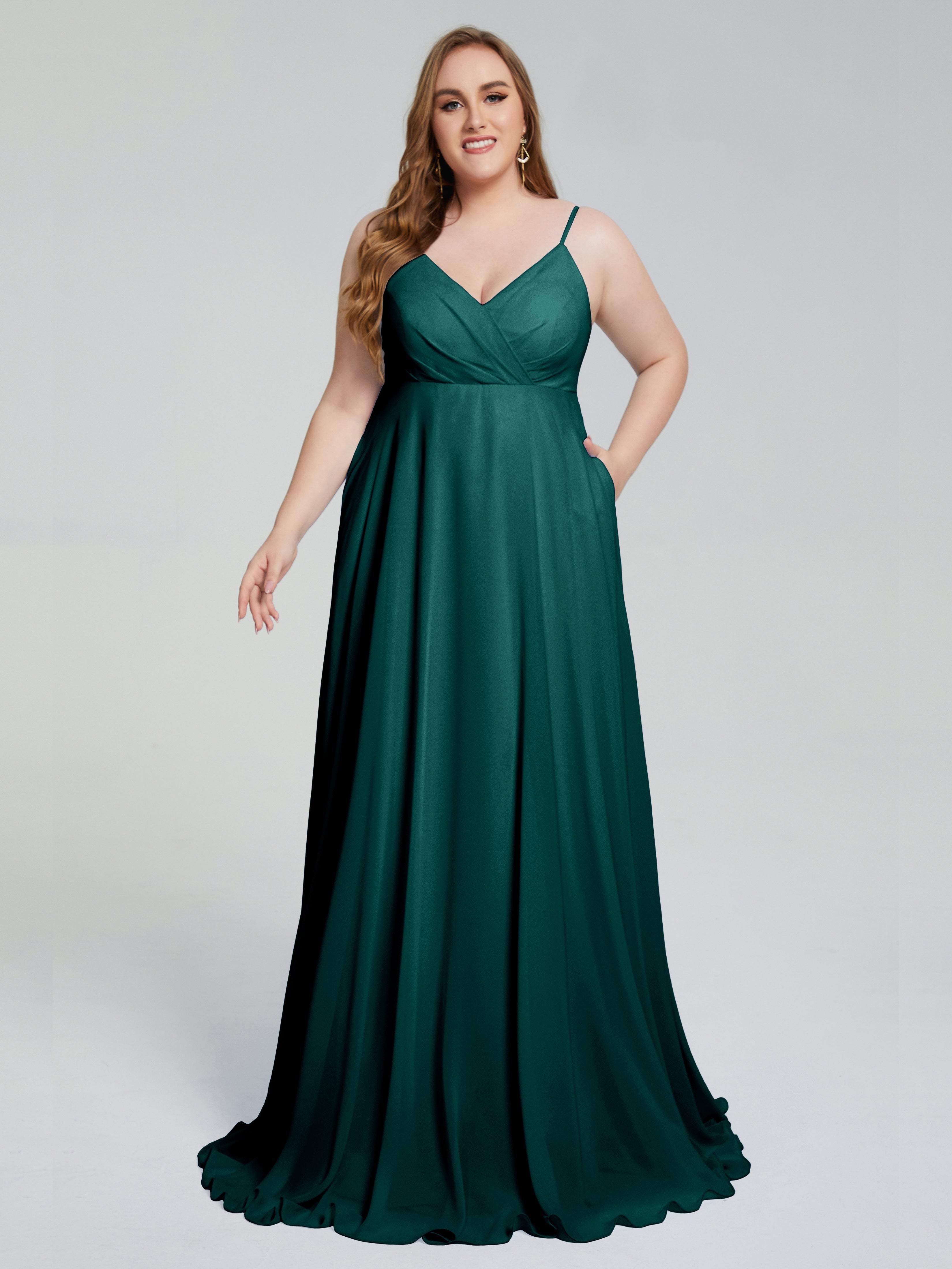 Mariah Sweep Train Sleeveless Plus Size Bridesmaid Dresses