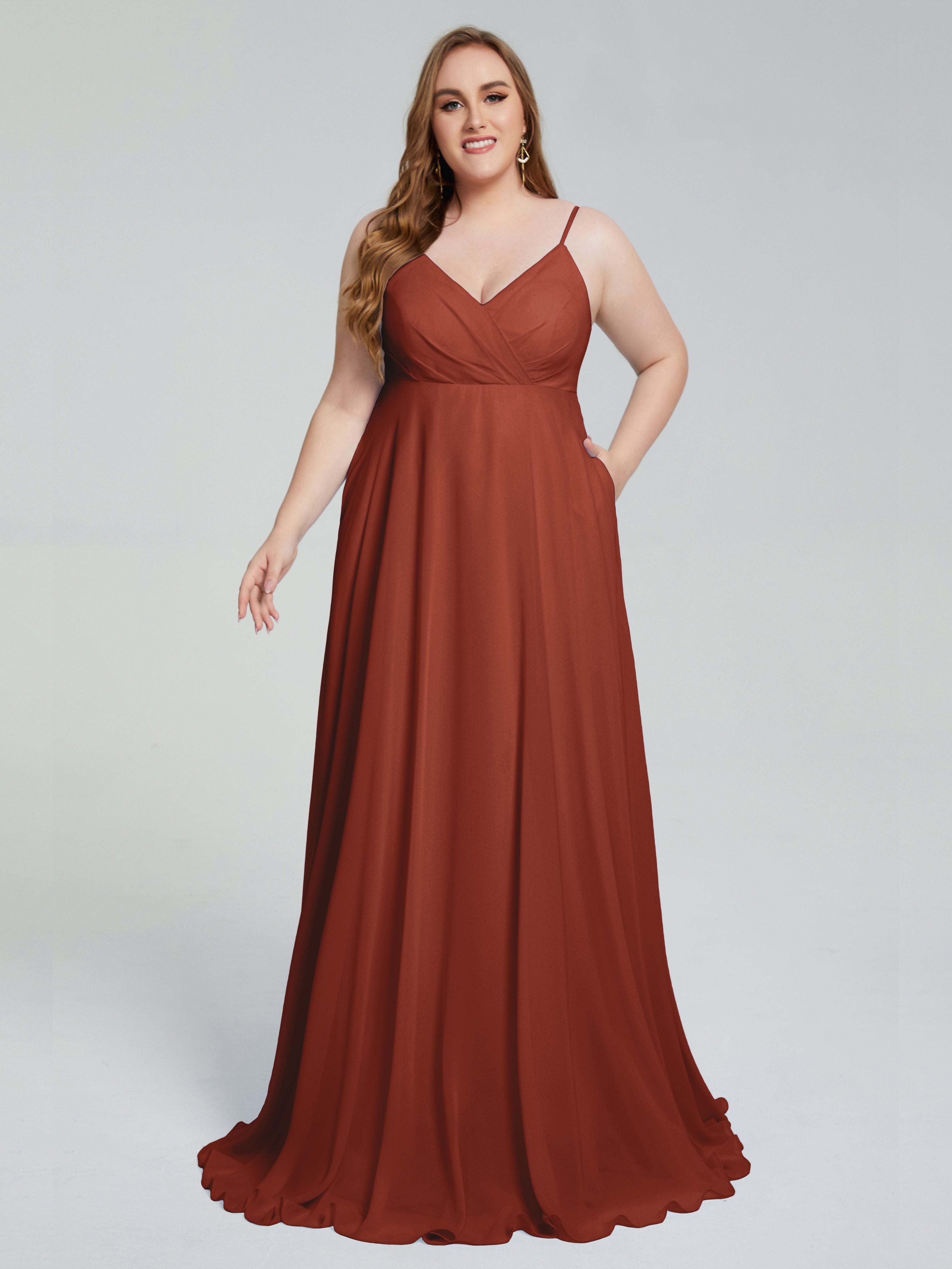 Mariah Sweep Train Sleeveless Plus Size Bridesmaid Dresses
