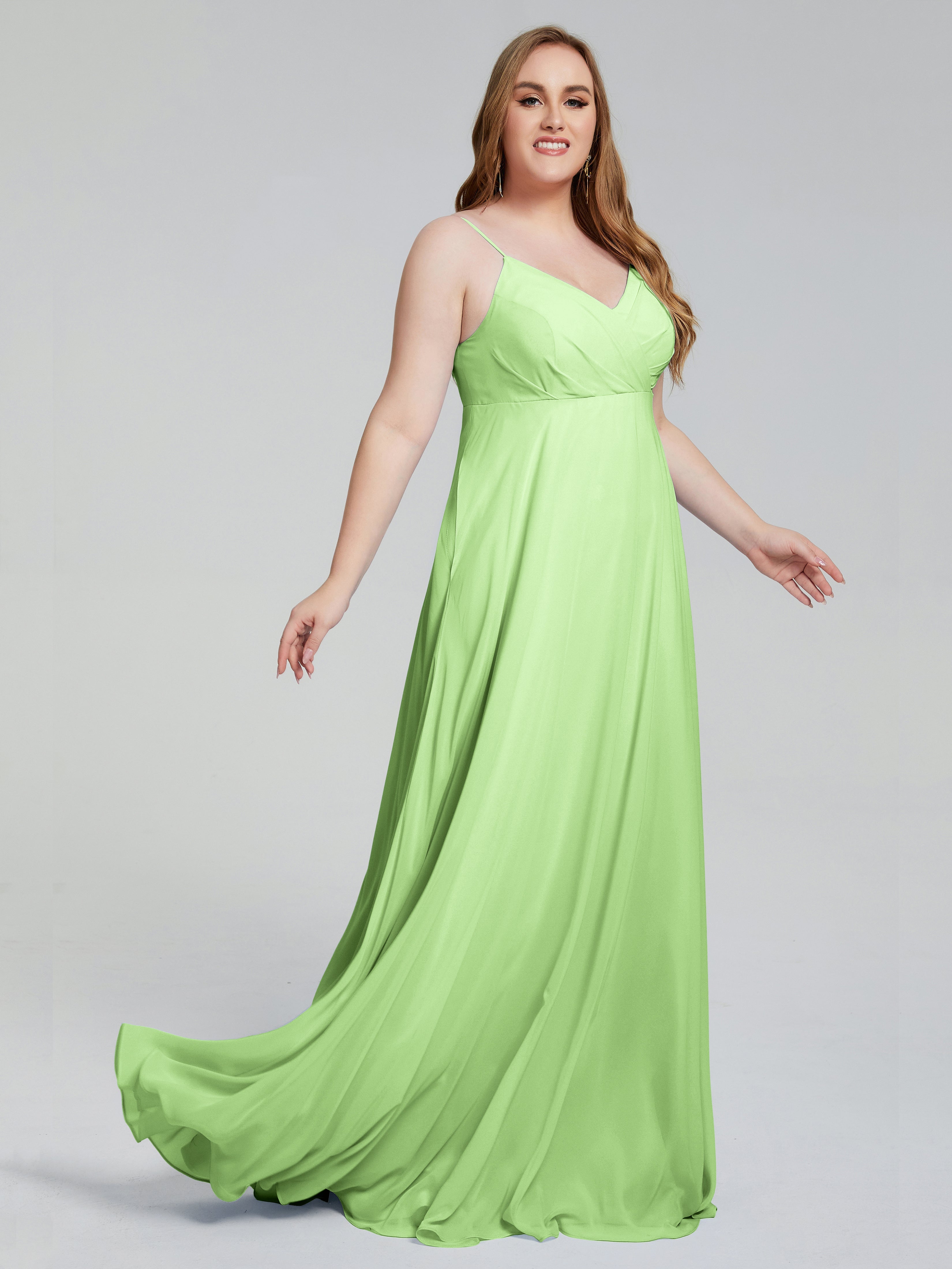 Mariah Sweep Train Sleeveless Plus Size Bridesmaid Dresses