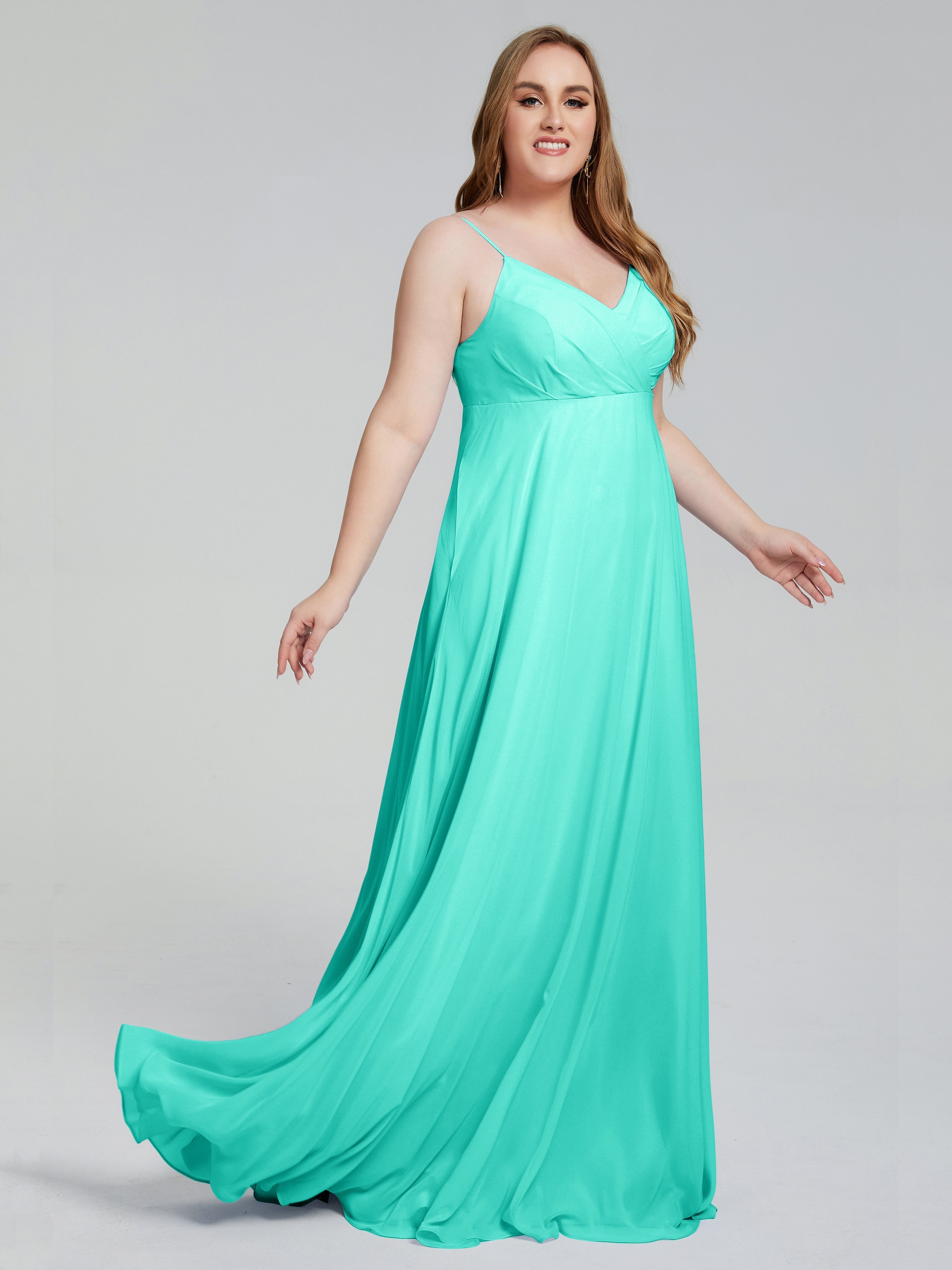 Mariah Sweep Train Sleeveless Plus Size Bridesmaid Dresses