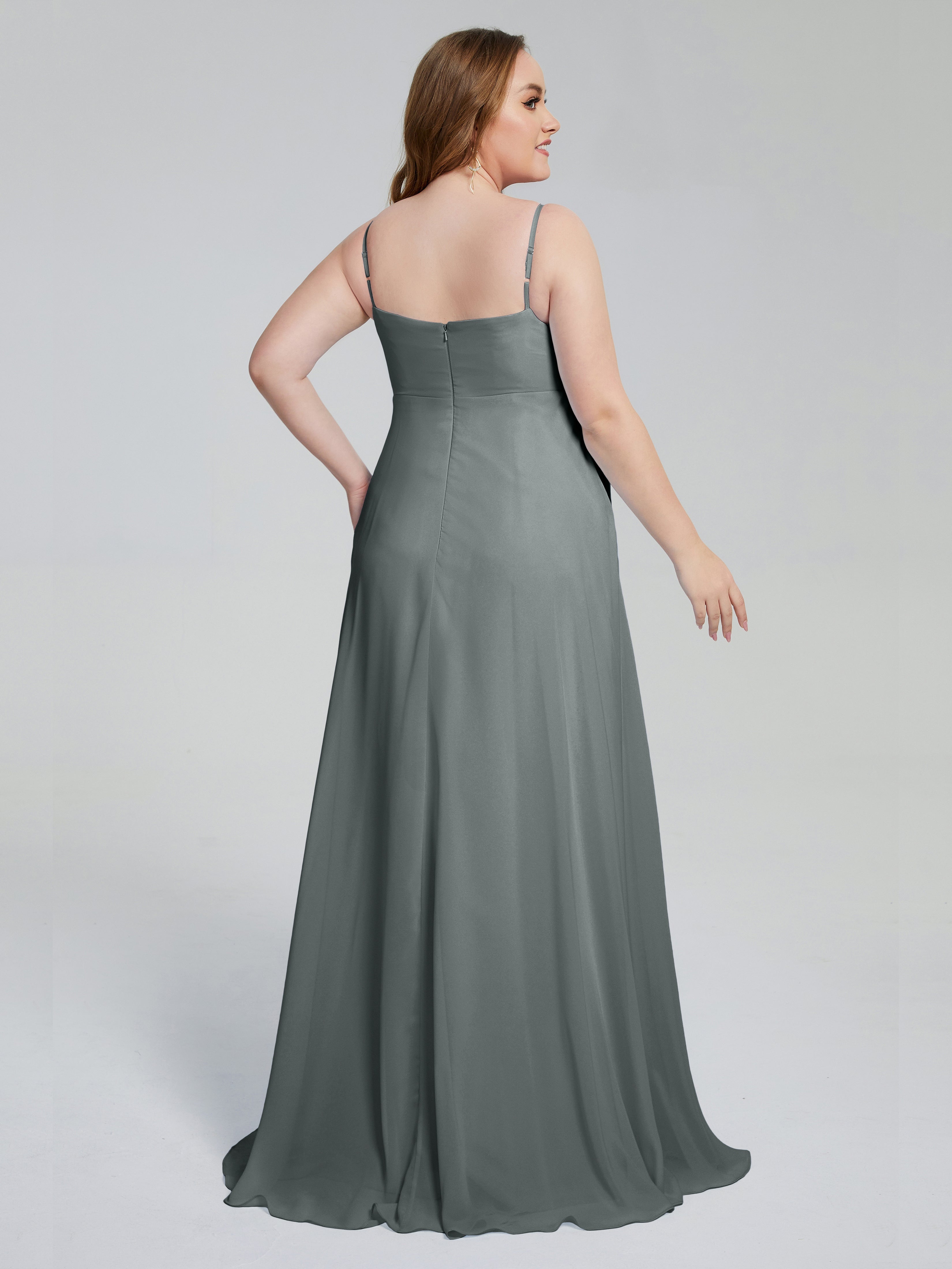 Mariah Sweep Train Sleeveless Plus Size Bridesmaid Dresses