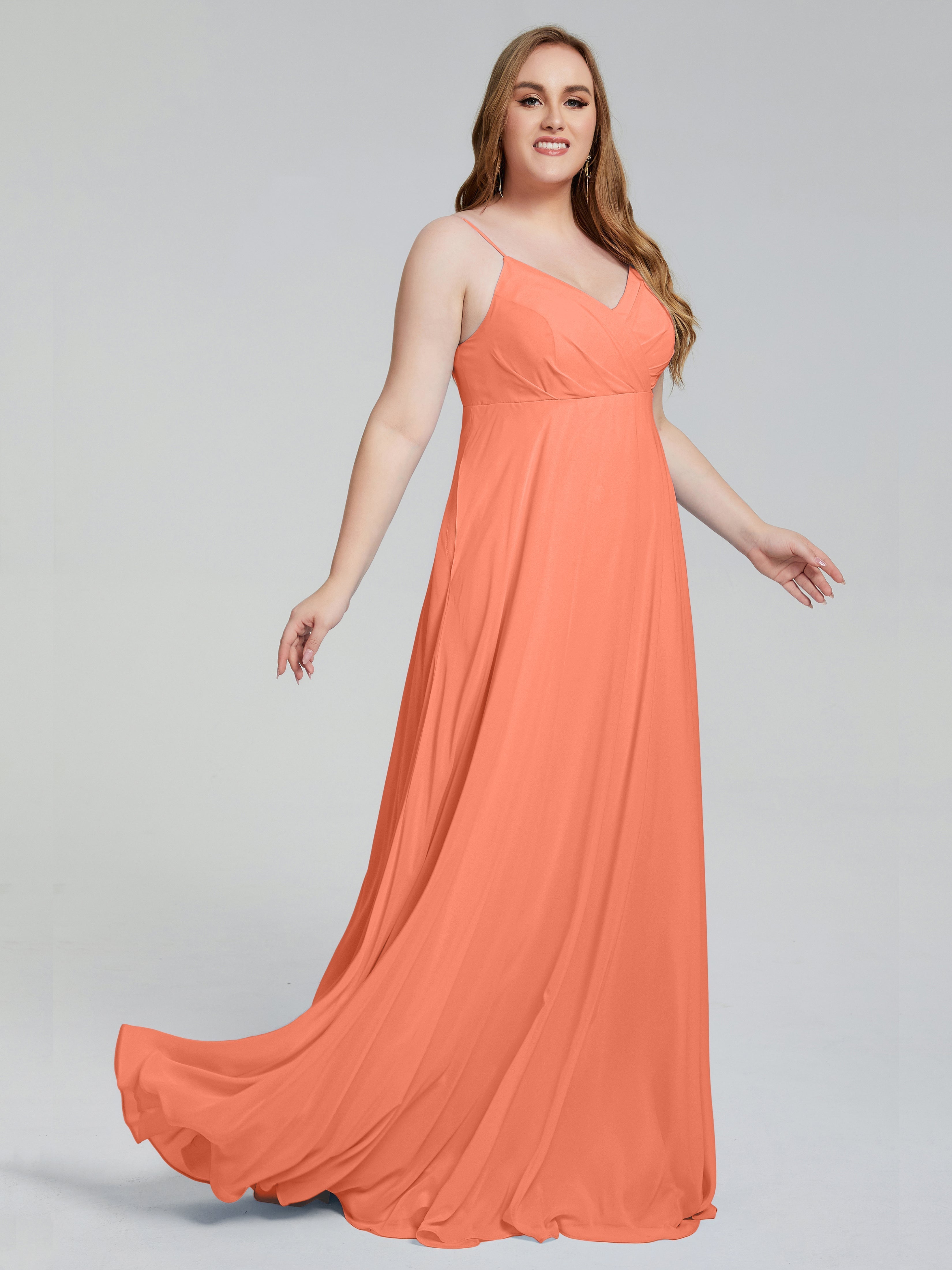Mariah Sweep Train Sleeveless Plus Size Bridesmaid Dresses