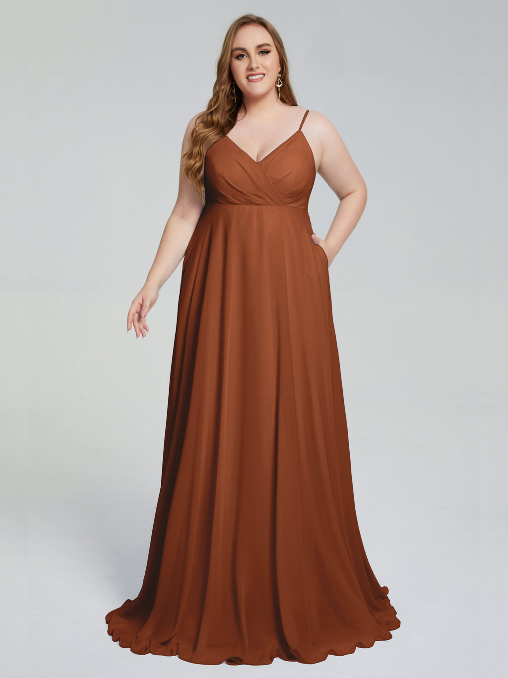 Mariah Sweep Train Sleeveless Plus Size Bridesmaid Dresses