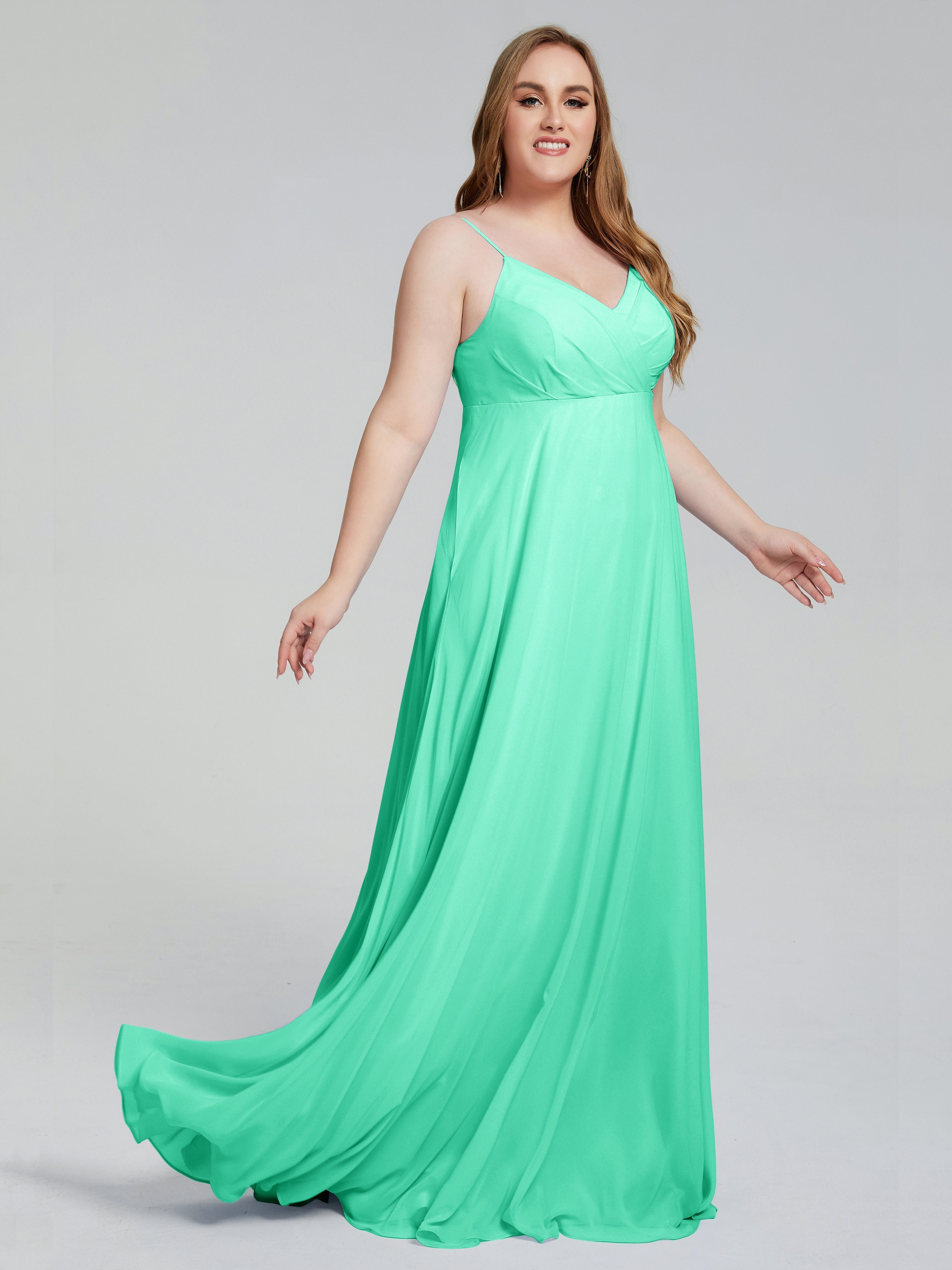 Mariah Sweep Train Sleeveless Plus Size Bridesmaid Dresses