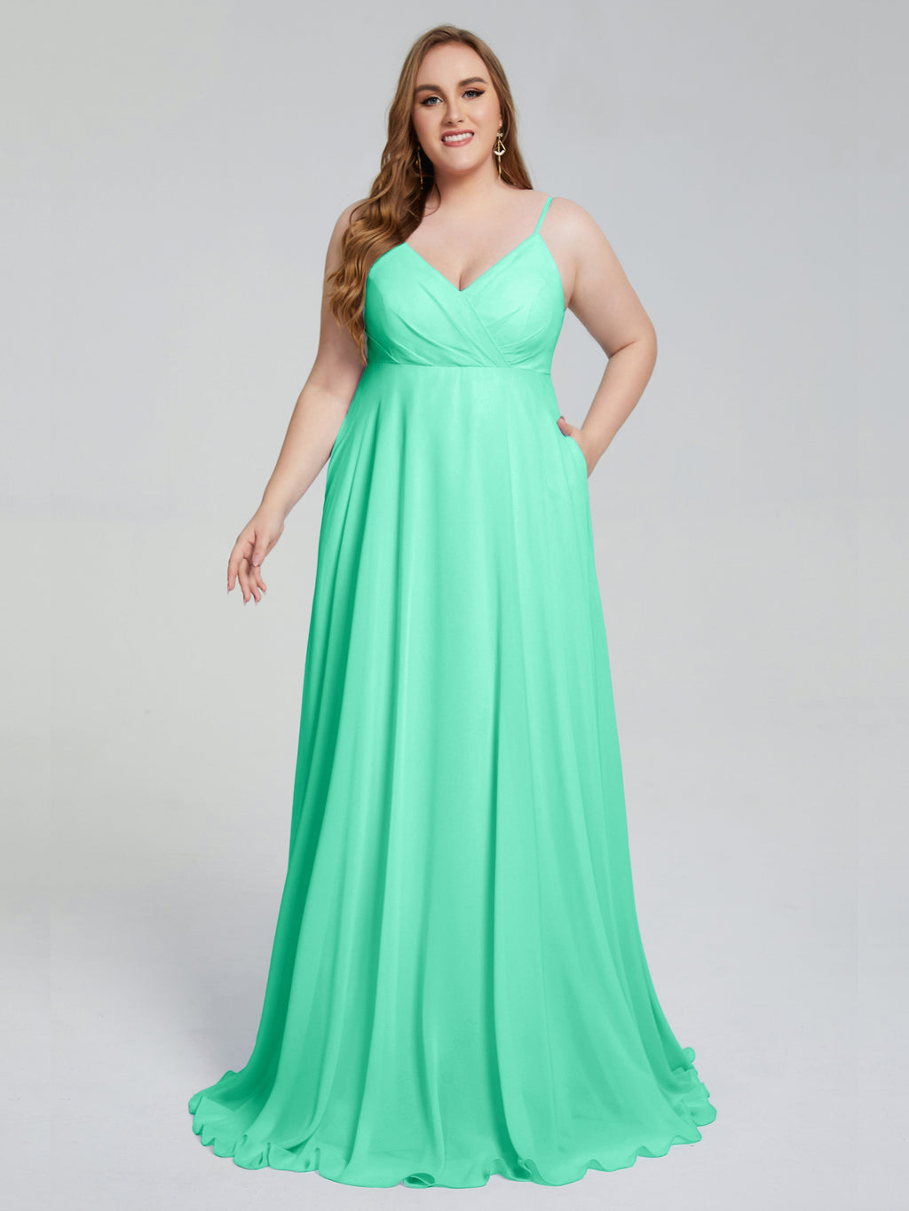 Mariah Sweep Train Sleeveless Plus Size Bridesmaid Dresses
