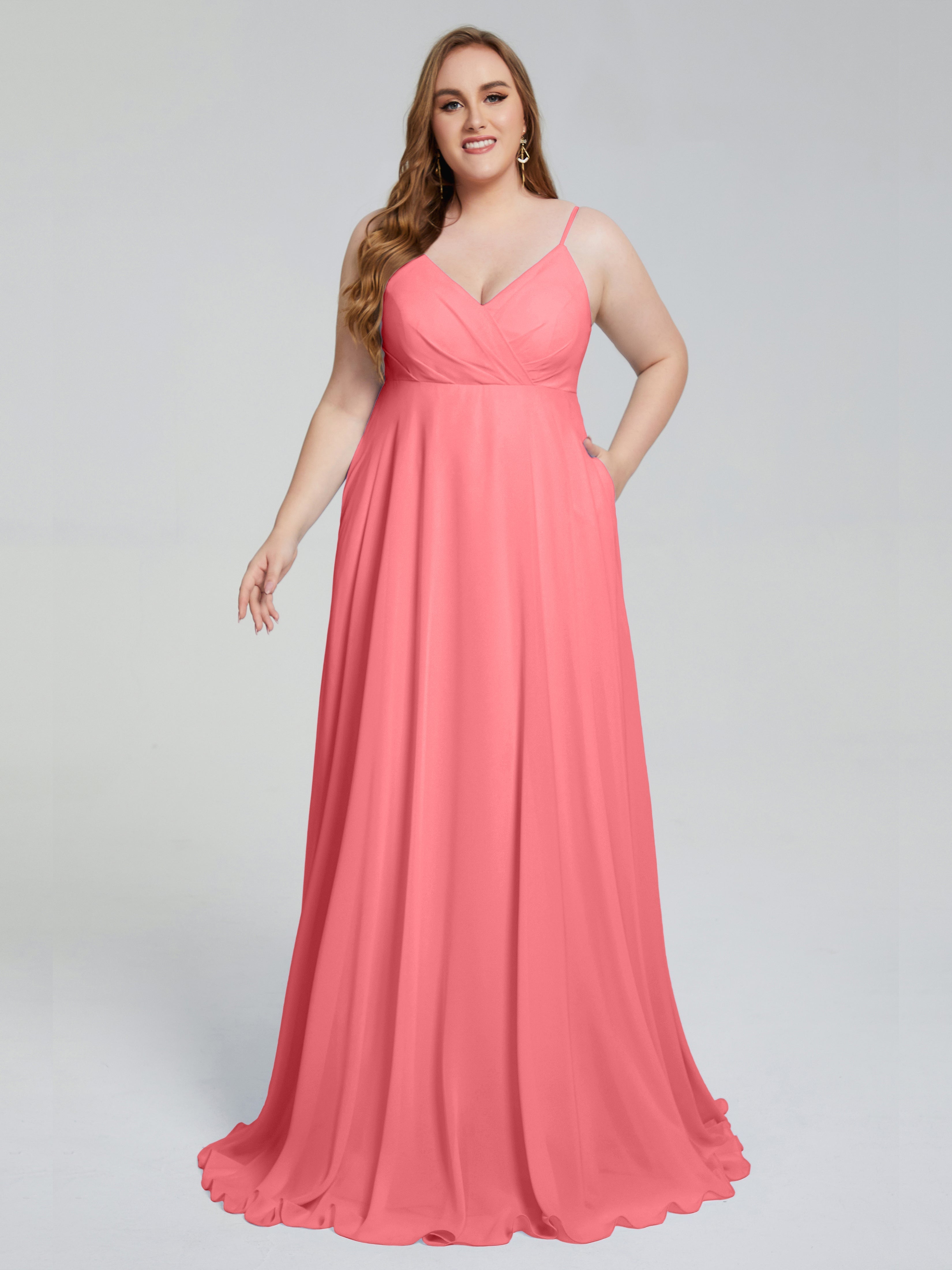 Mariah Sweep Train Sleeveless Plus Size Bridesmaid Dresses