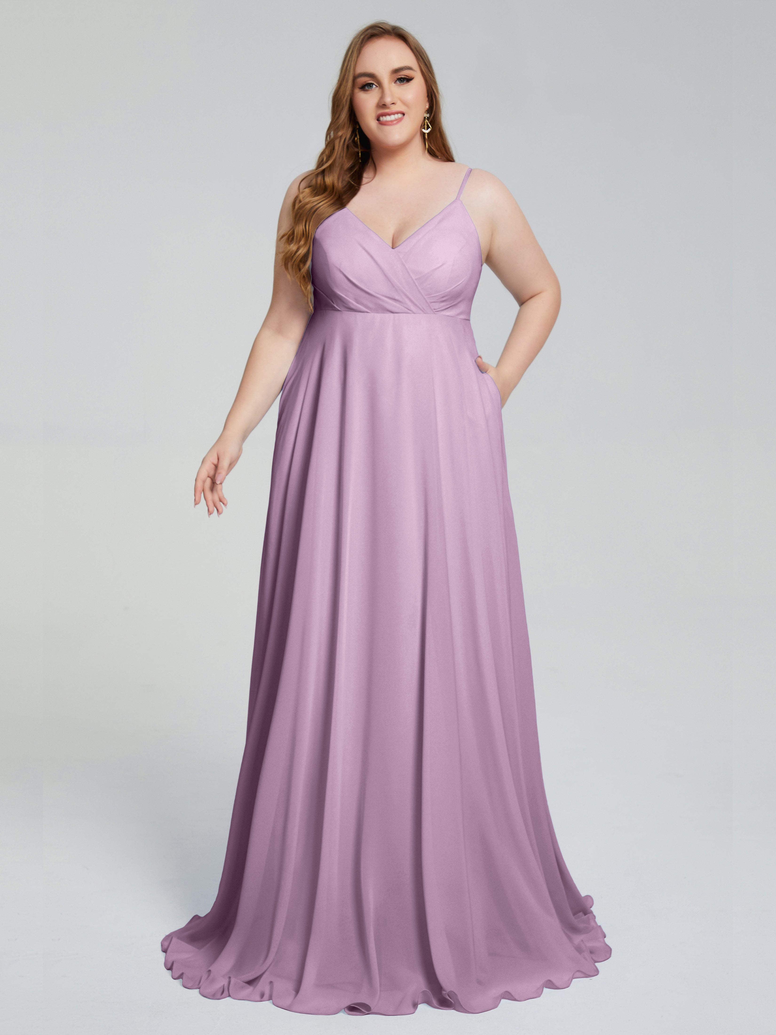 Mariah Sweep Train Sleeveless Plus Size Bridesmaid Dresses