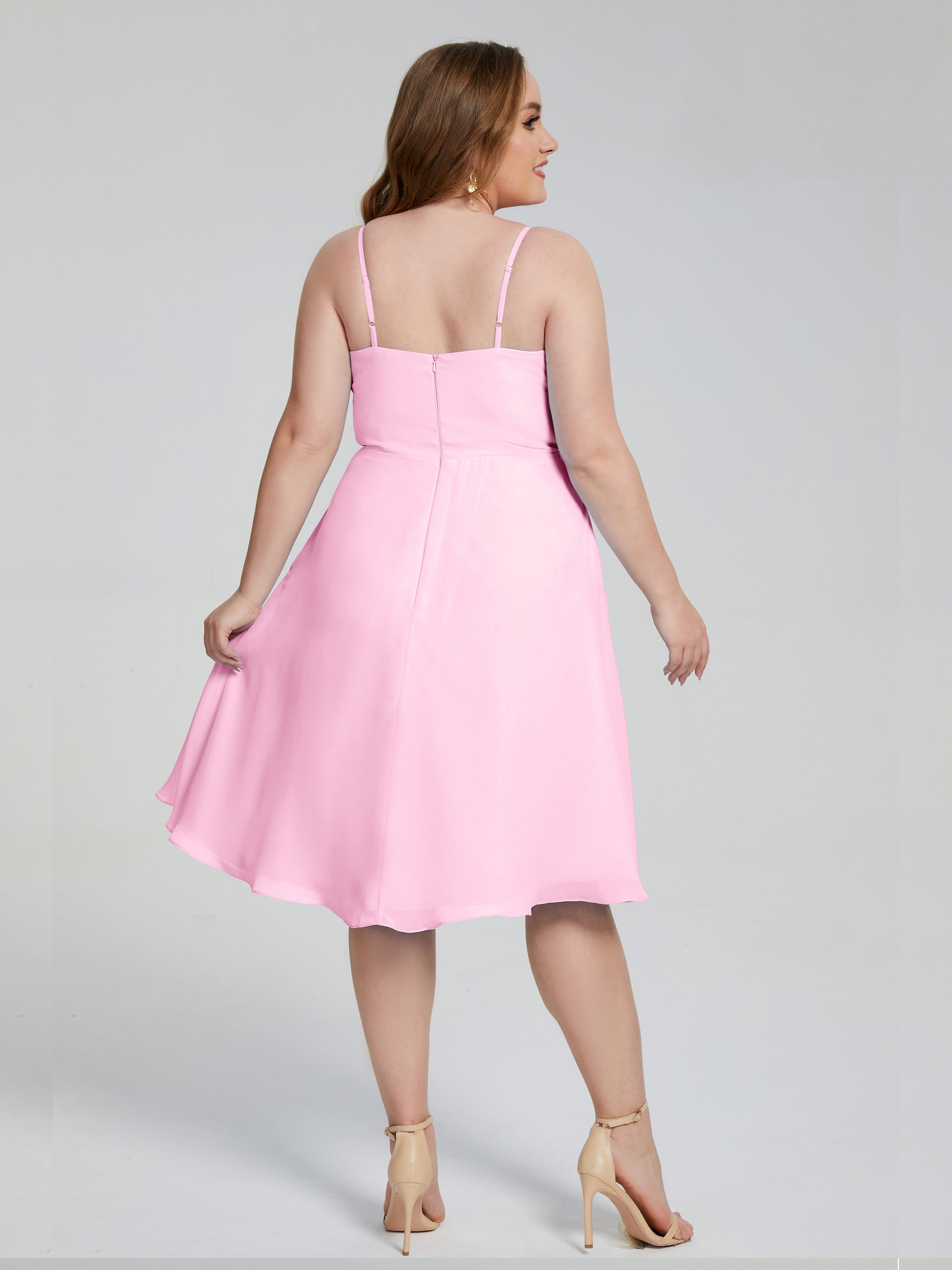 Mckenzie Spaghetti Straps Plus Size Short Bridesmaid Dresses