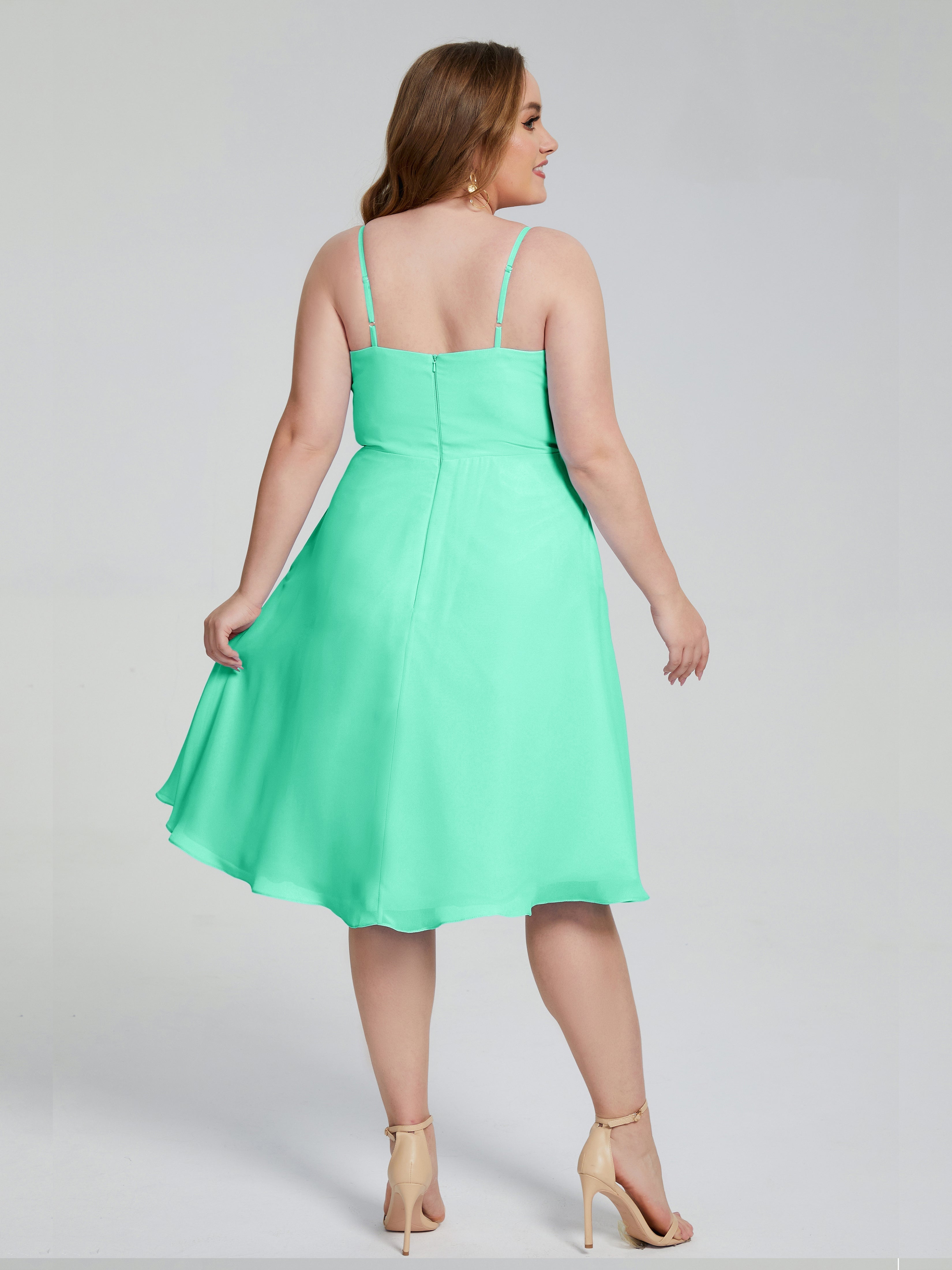 Mckenzie Spaghetti Straps Plus Size Short Bridesmaid Dresses