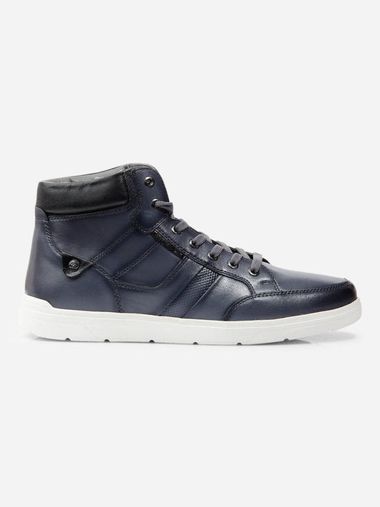 Men Grey Leather Sneaker (ID3089)-Sneakers - iD Shoes