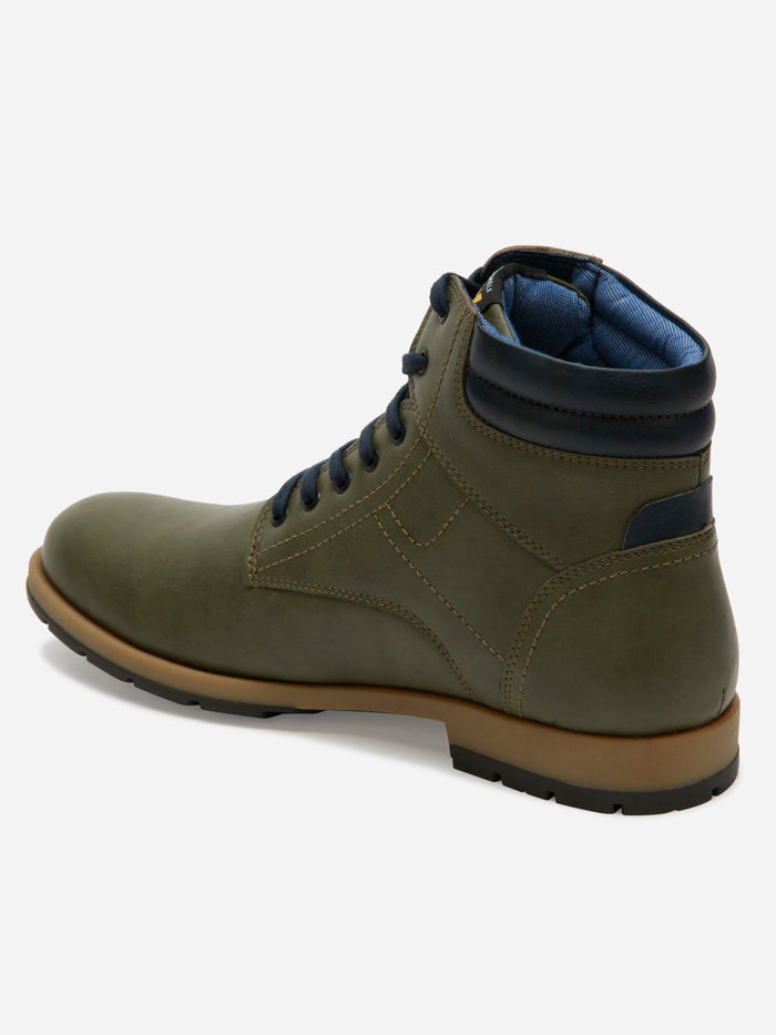Men's Olive Round Toe High Top Boot (IX1022)-Boots - iD Shoes