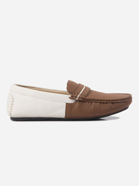 Men's Tan White Multi Color Loafer (IX4106)-Loafers - iD Shoes