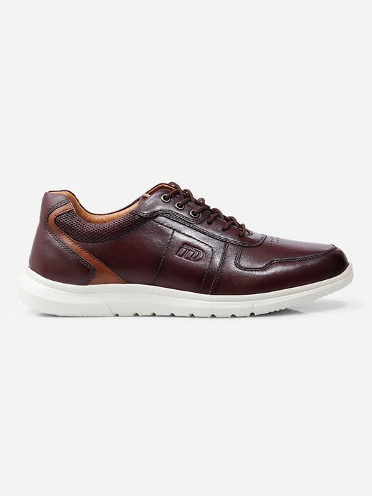 Men Wine Leather Sneaker (ID3086)-Sneakers - iD Shoes