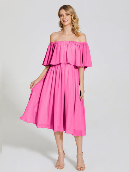 Journee Midi Off-Shoulder Chiffon Bridesmaid Dress